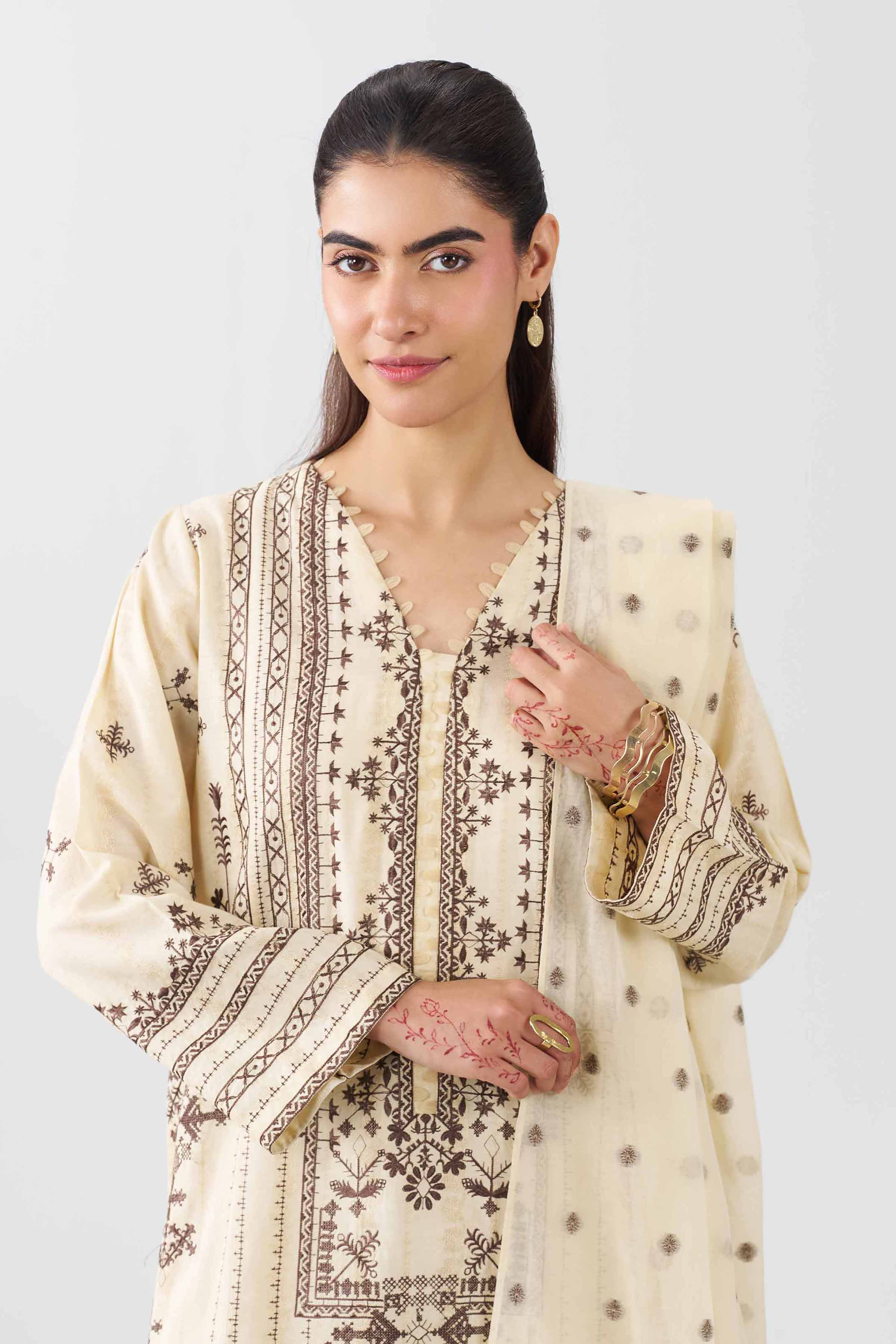 3 Piece - Embroidered Suit - PE26-71 - Image 6