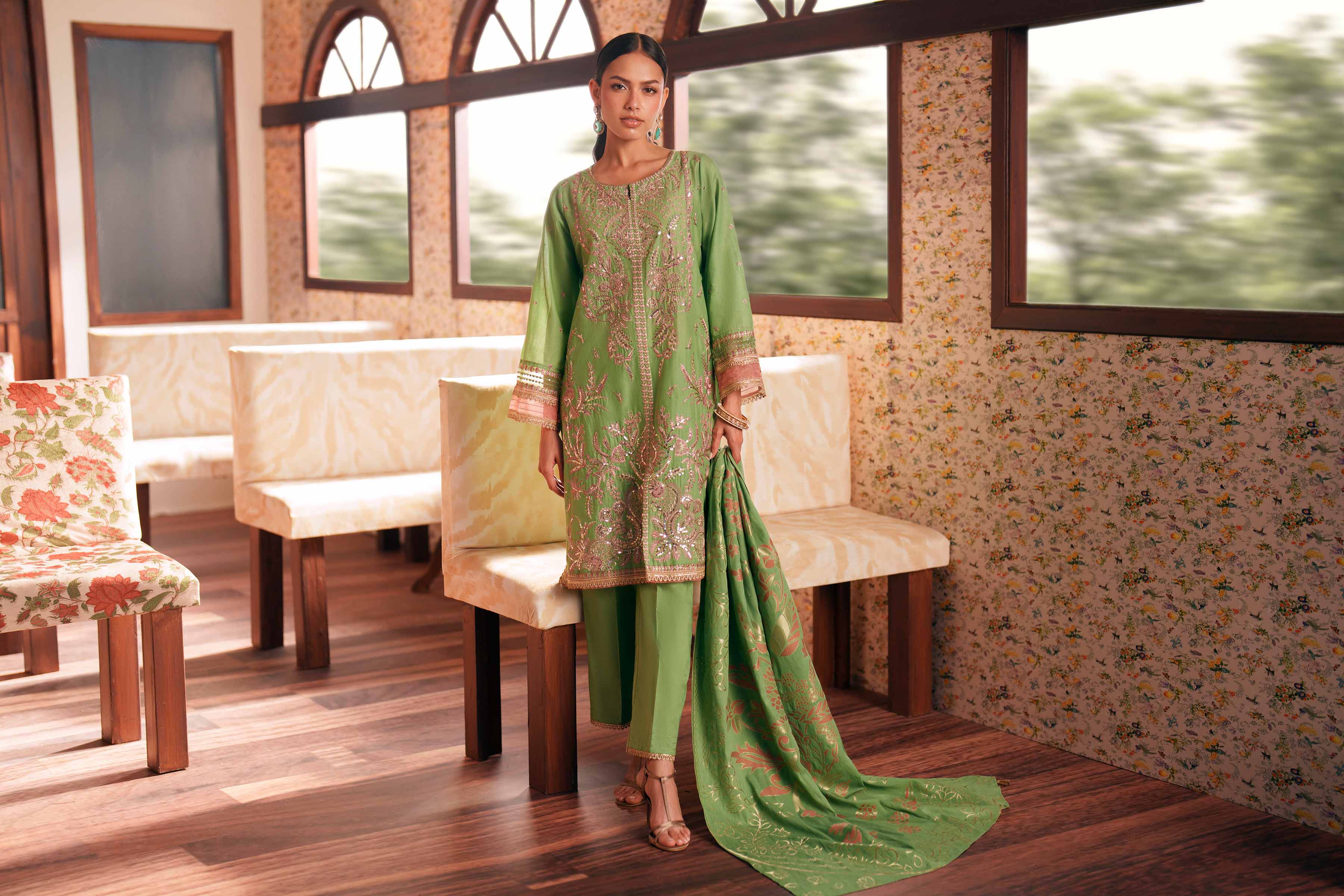 3 Piece - Embroidered Suit - PE26-78 - Image 10