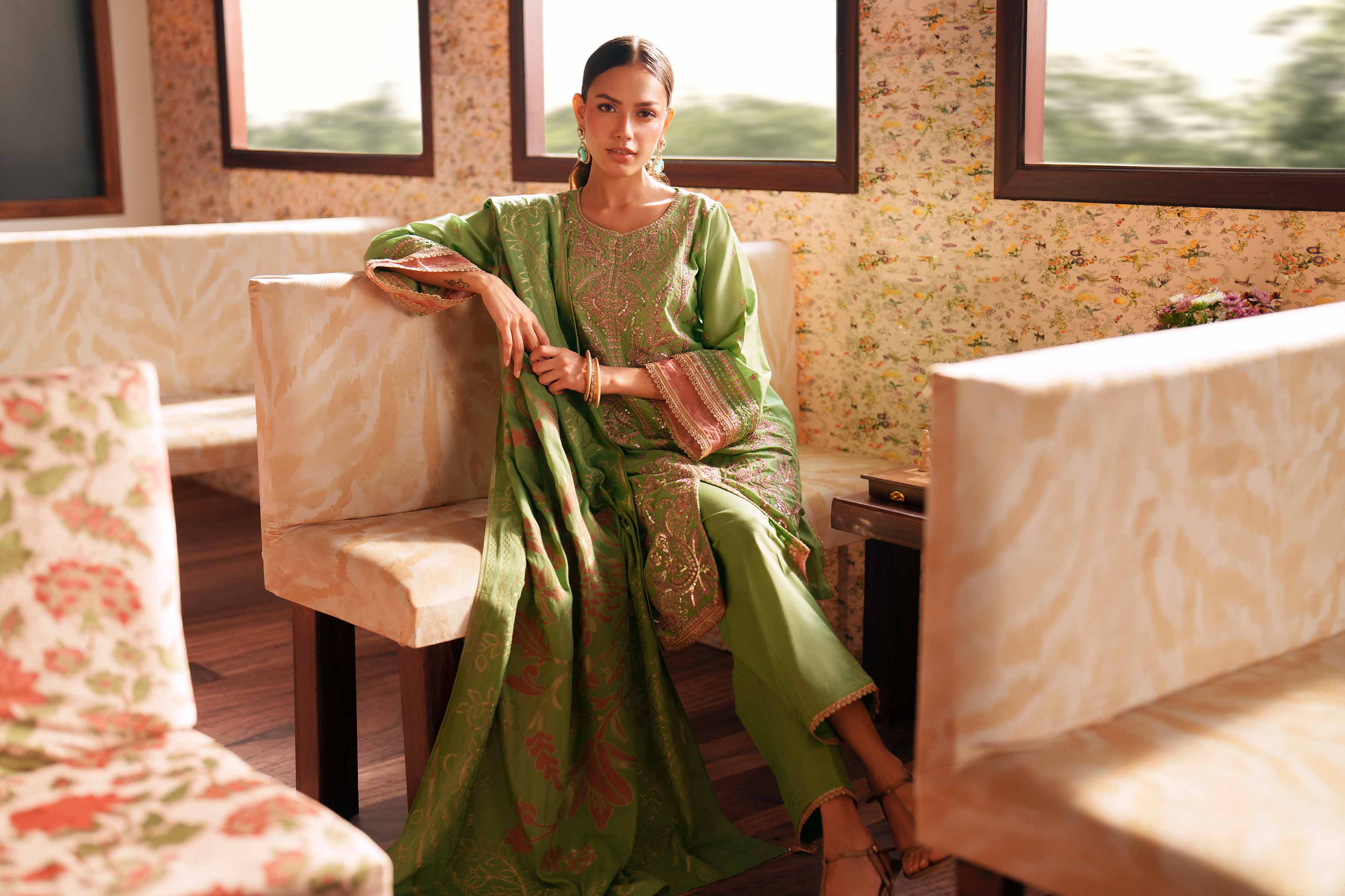 3 Piece - Embroidered Suit - PE26-78 - Image 11