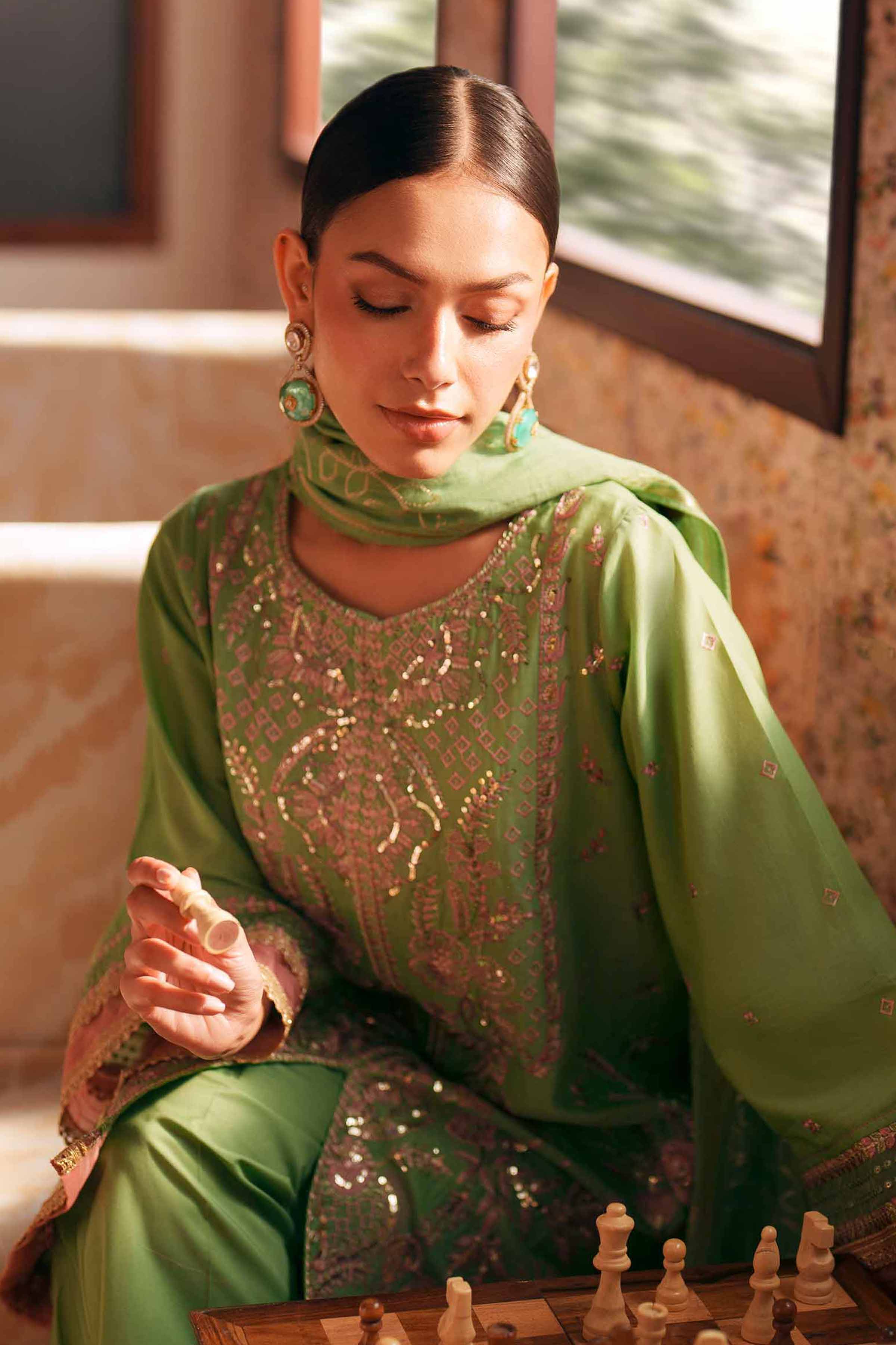 3 Piece - Embroidered Suit - PE26-78 - Image 2
