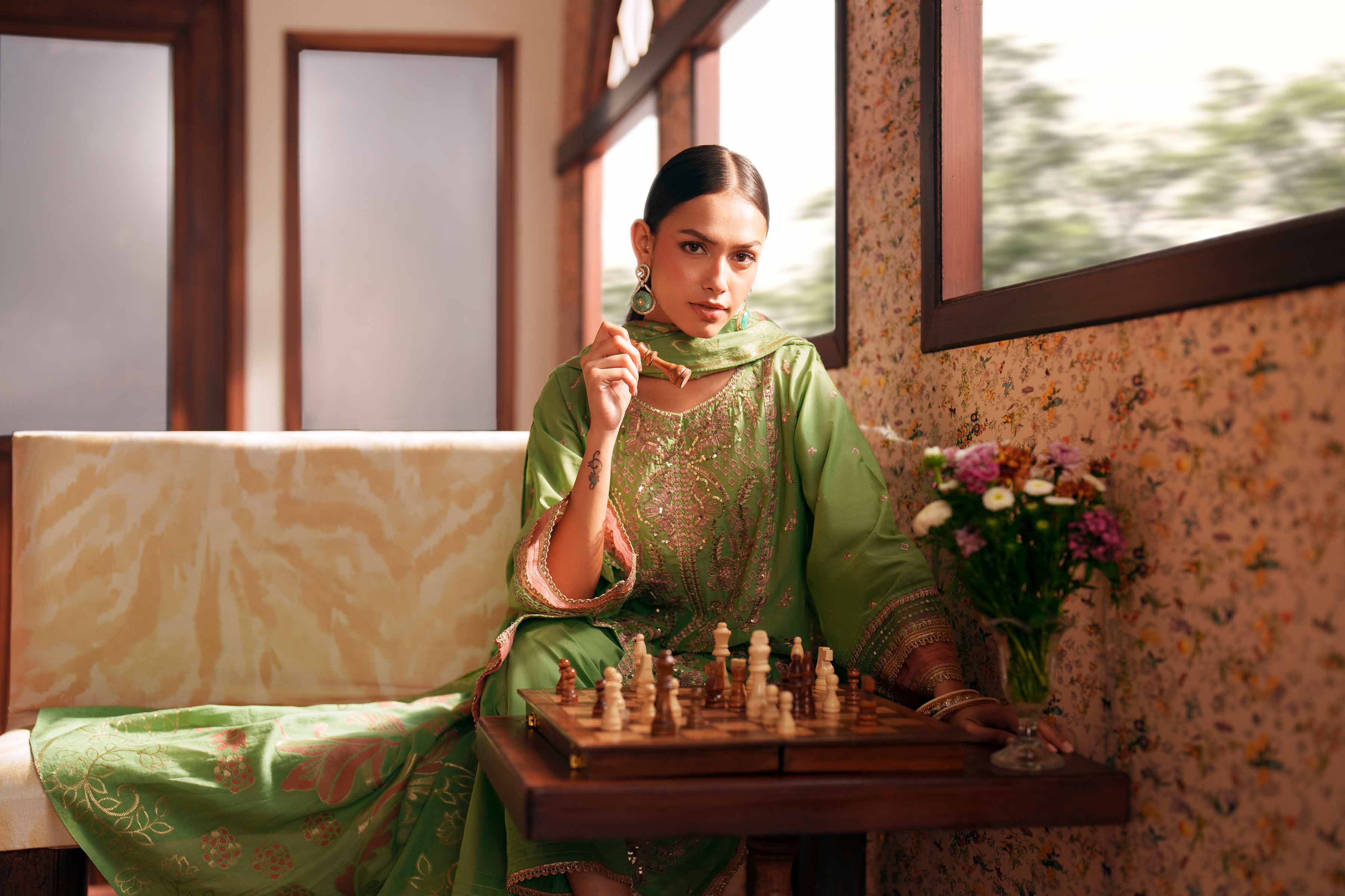 3 Piece - Embroidered Suit - PE26-78 - Image 3