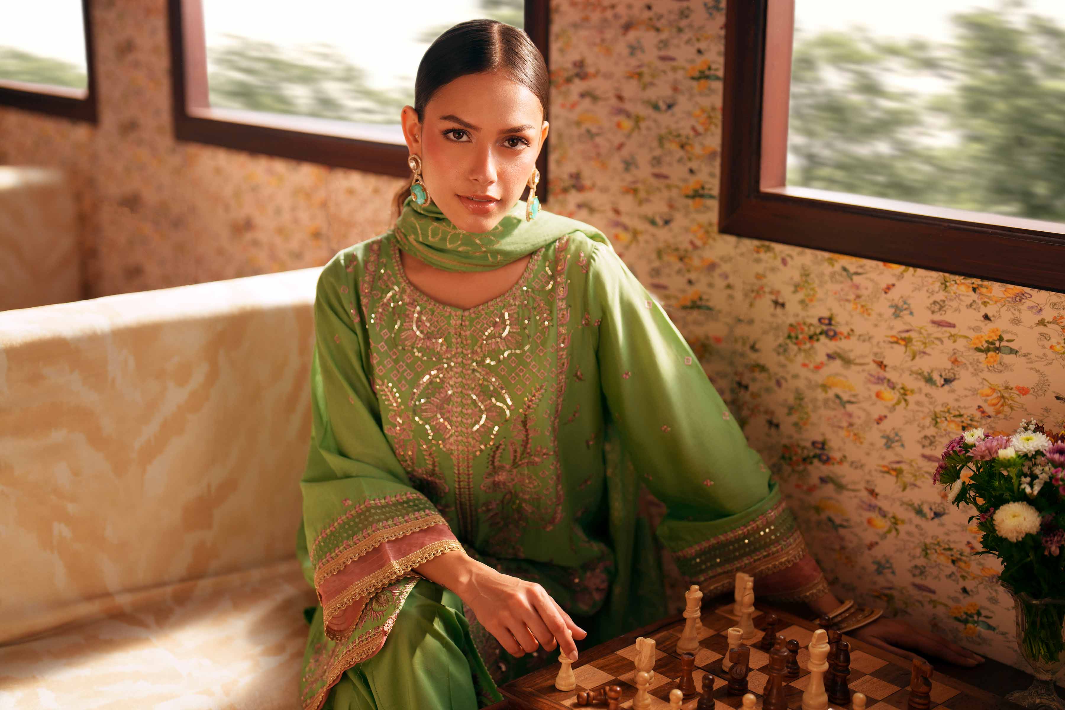 3 Piece - Embroidered Suit - PE26-78 - Image 4