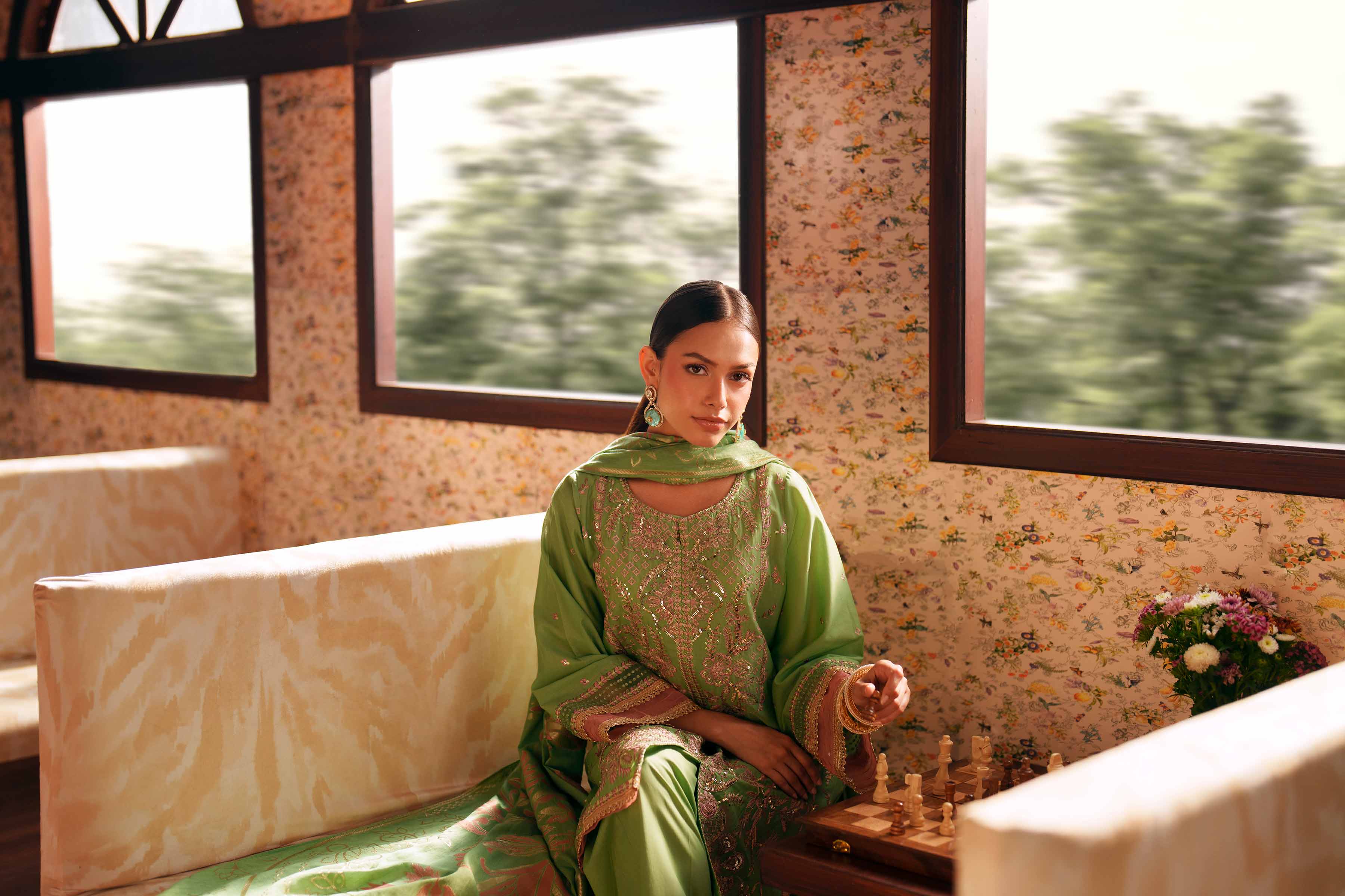 3 Piece - Embroidered Suit - PE26-78 - Image 5