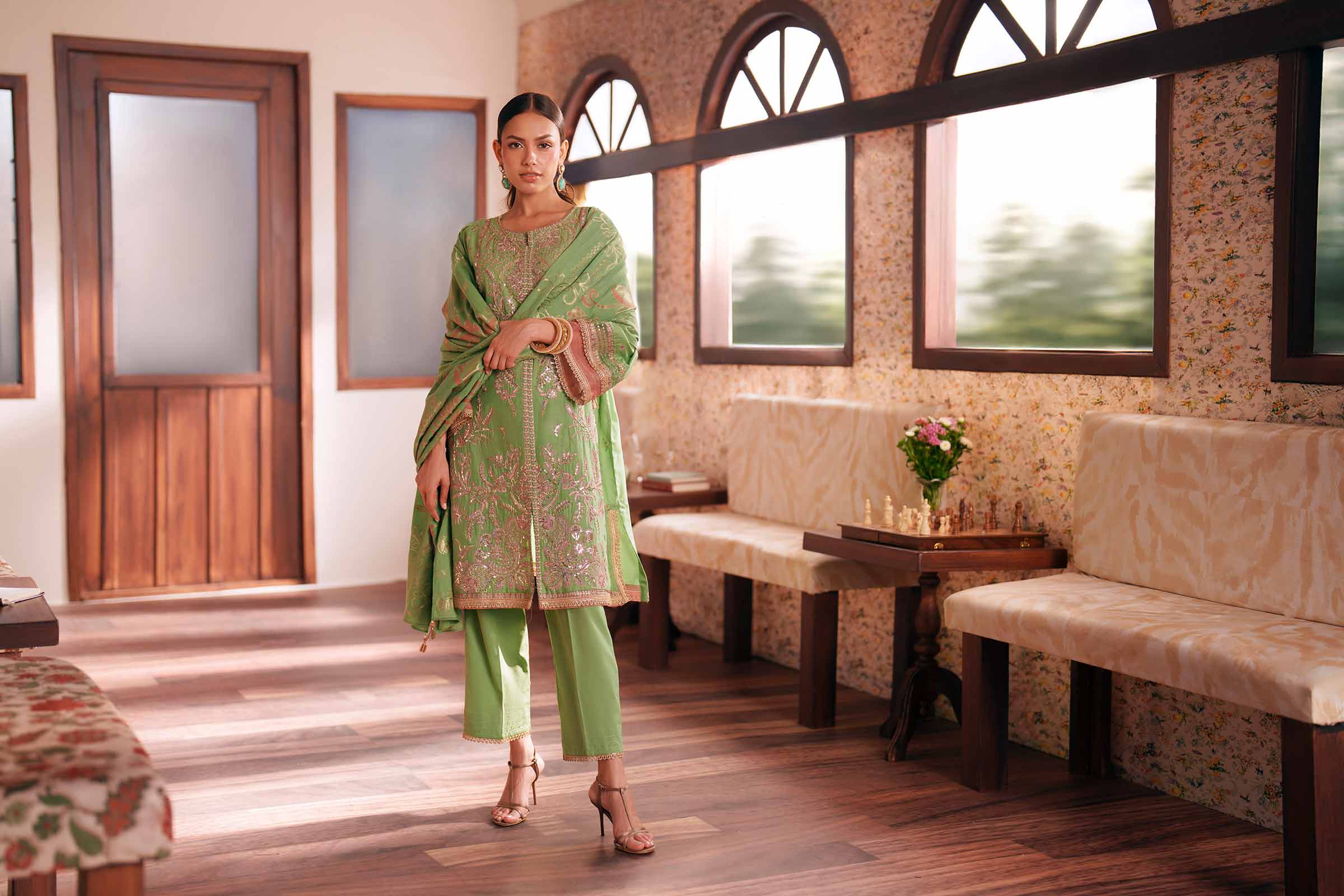 3 Piece - Embroidered Suit - PE26-78 - Image 8