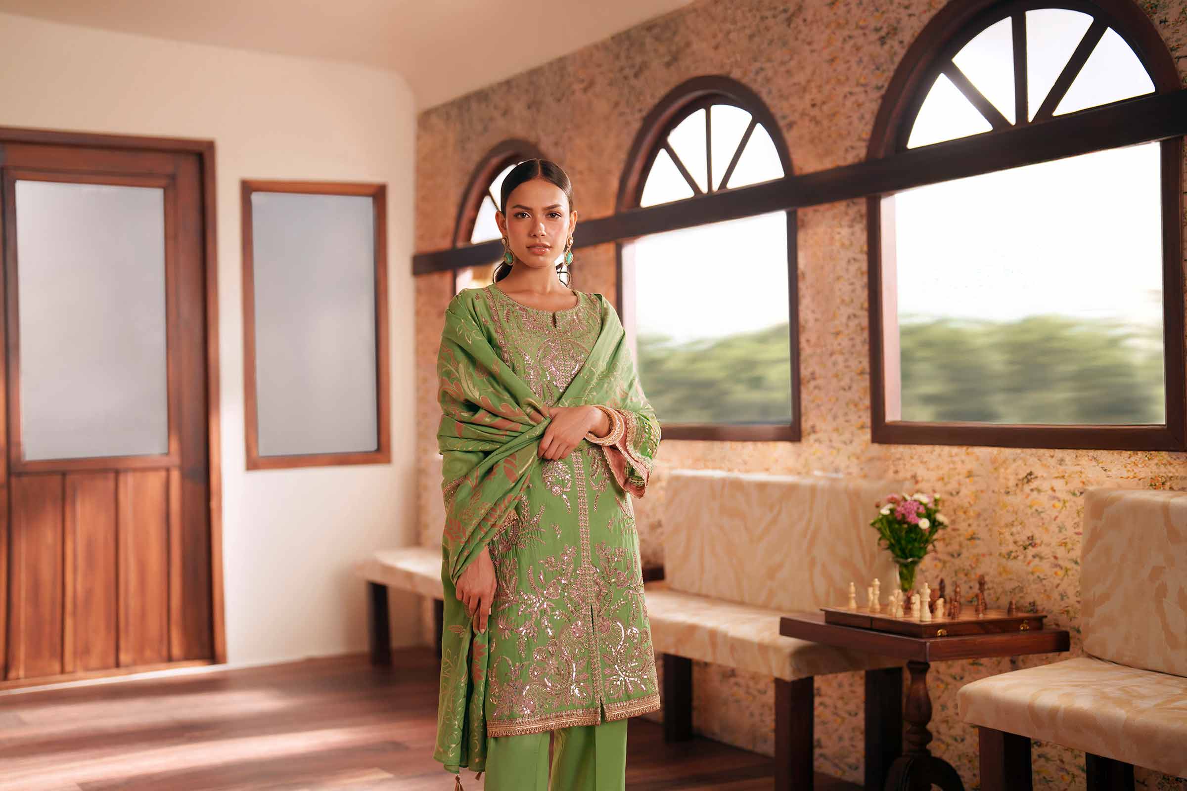3 Piece - Embroidered Suit - PE26-78 - Image 9