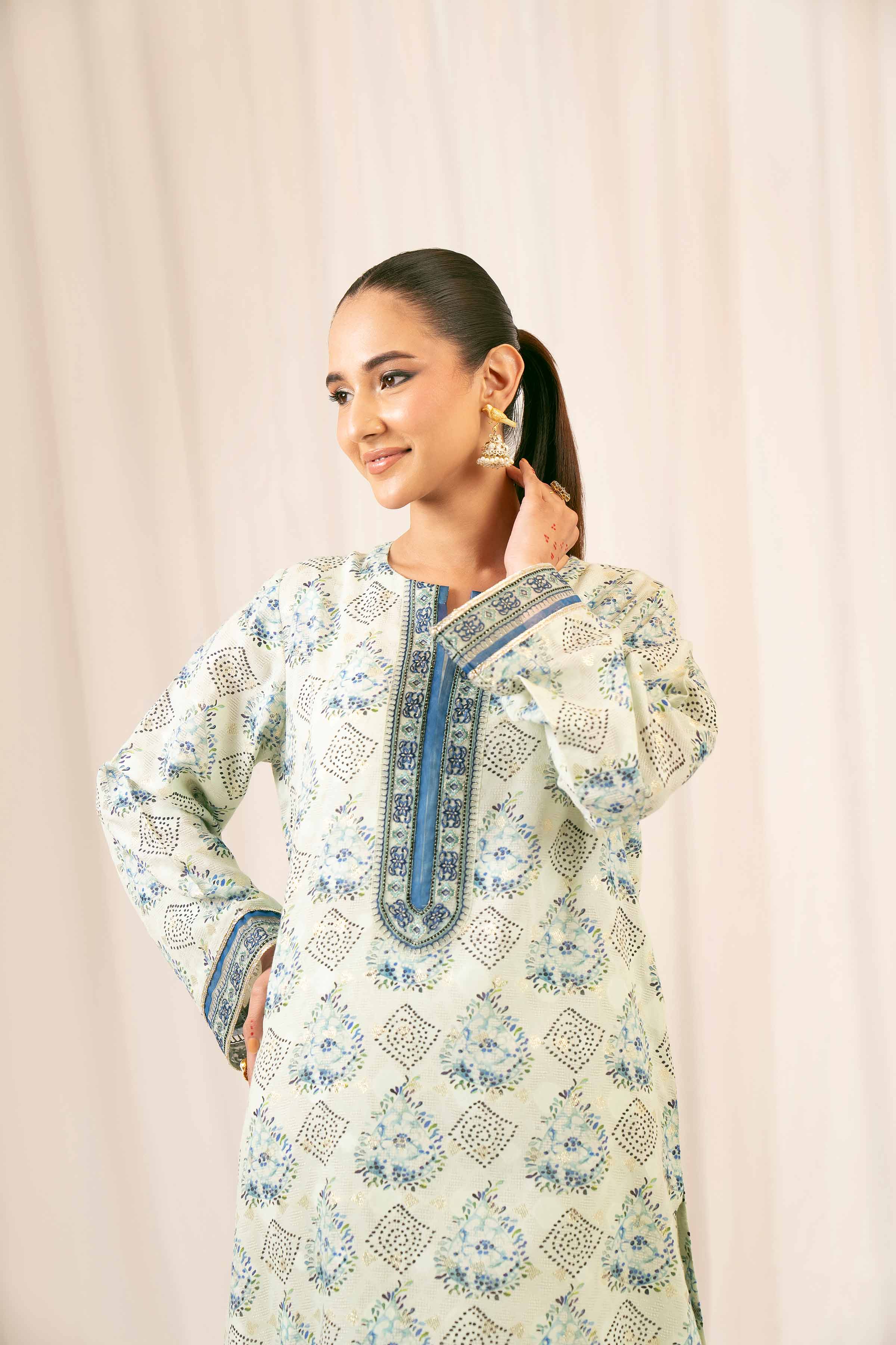 2 Piece - Printed Embroidered Suit - PFE25-19 - Image 6
