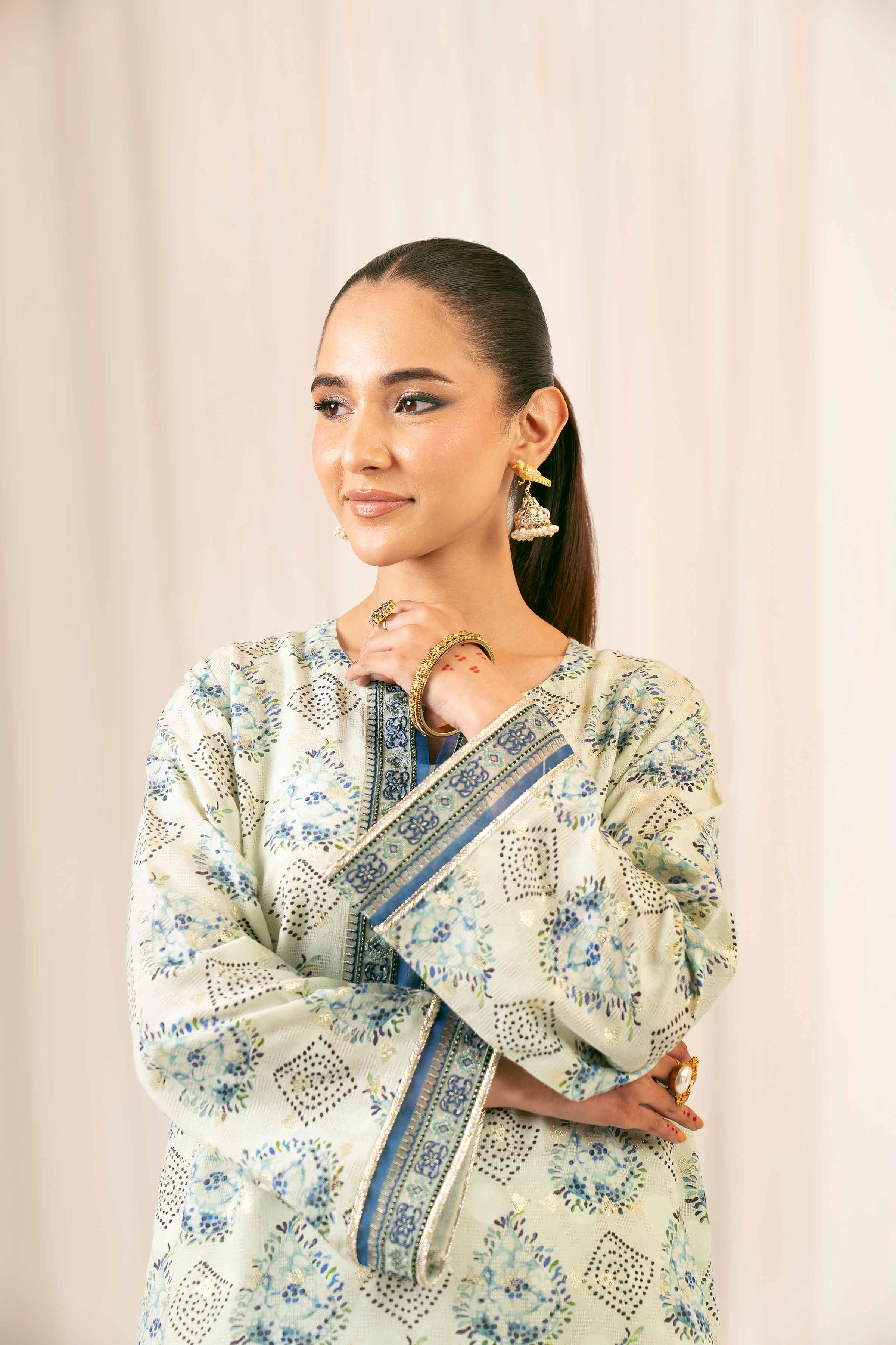 2 Piece - Printed Embroidered Suit - PFE25-19 - Image 7