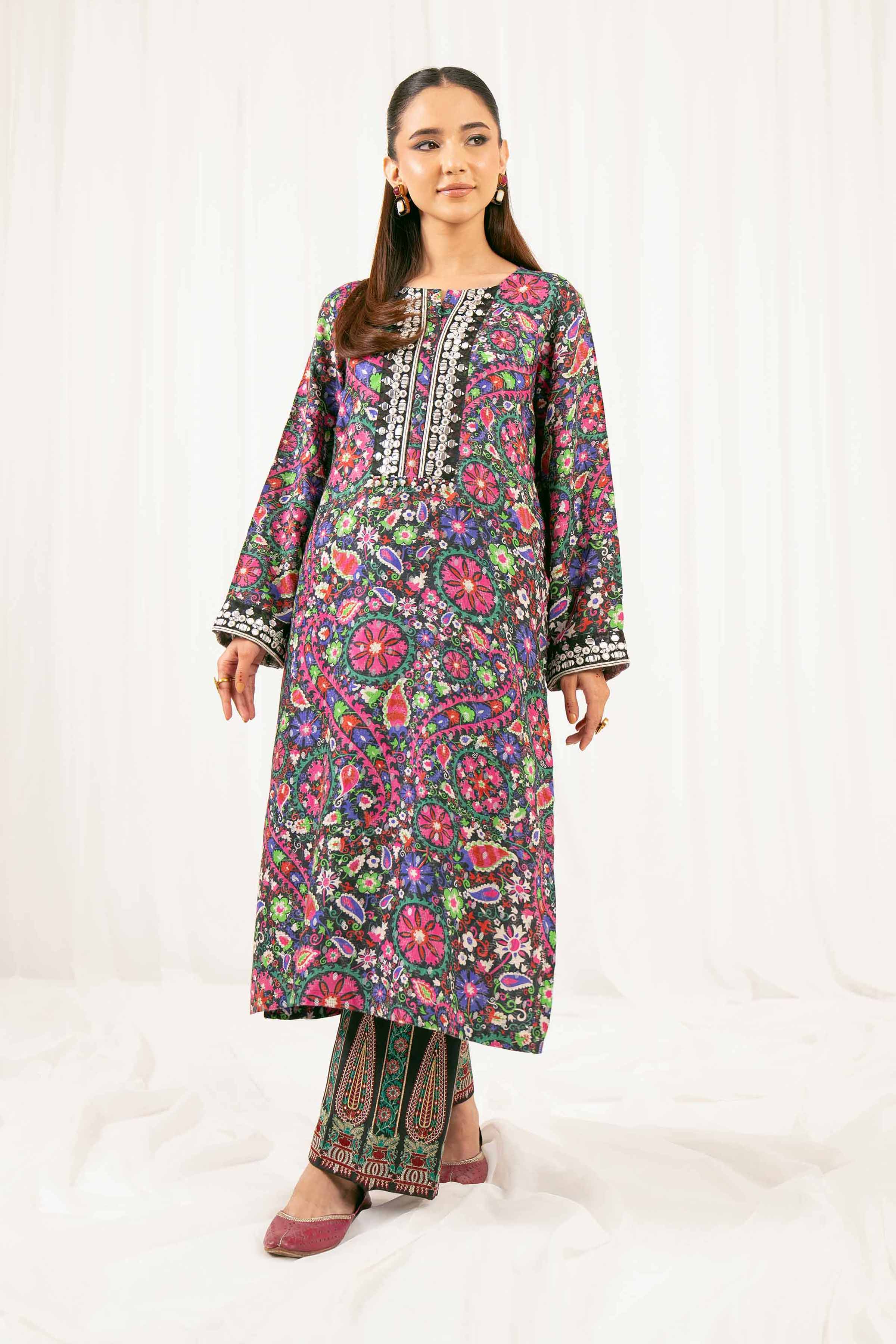 2 Piece - Printed Embroidered Suit - PFE25-28