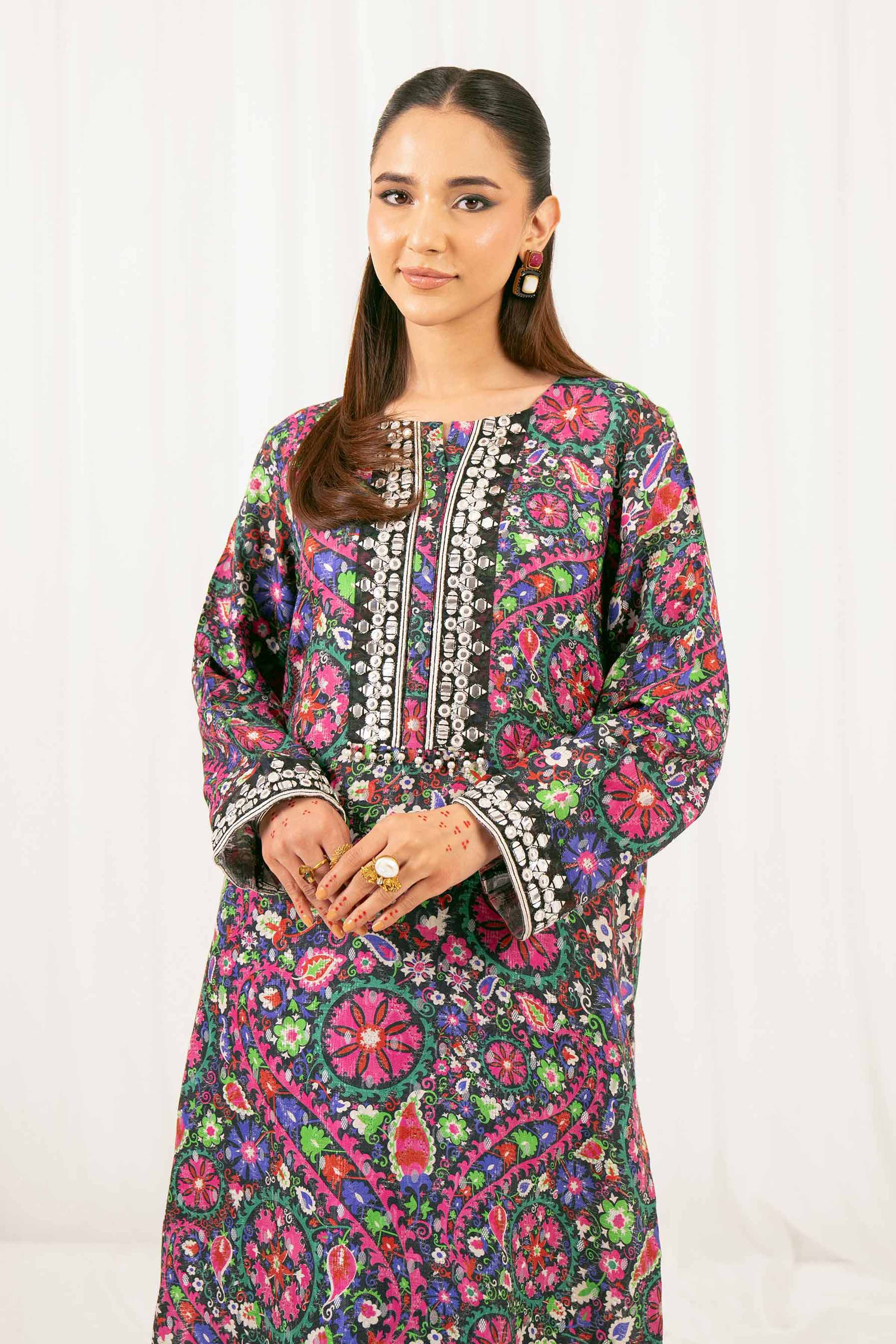 2 Piece - Printed Embroidered Suit - PFE25-28 - Image 2