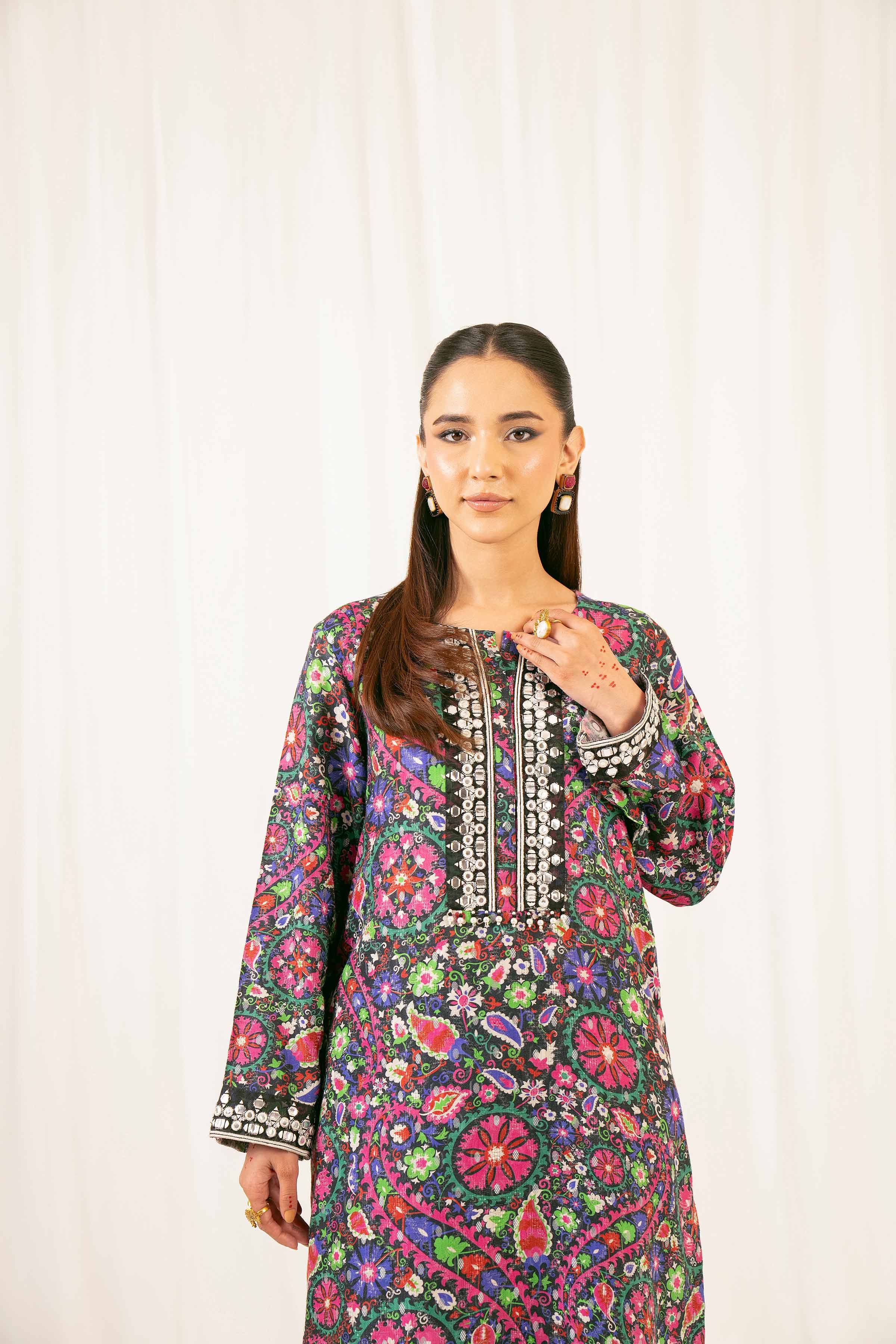 2 Piece - Printed Embroidered Suit - PFE25-28 - Image 6