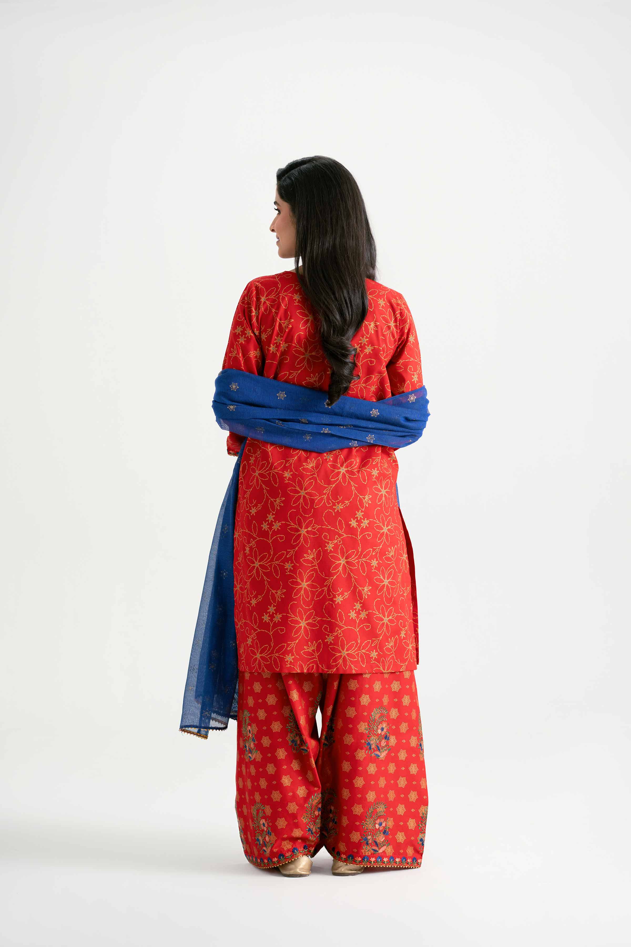 3 Piece - Printed Embroidered Suit - PMD25-03 M - Image 3
