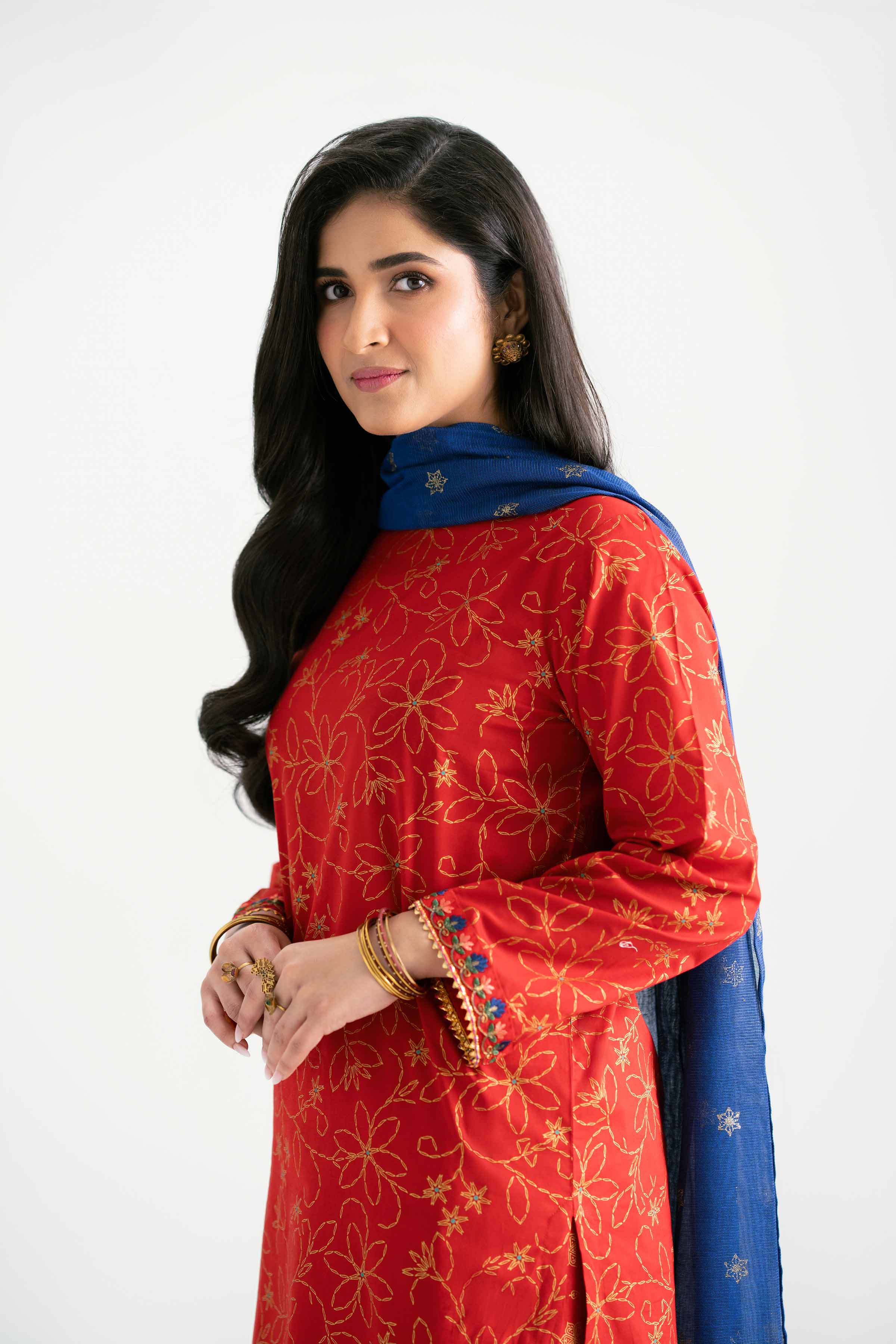 3 Piece - Printed Embroidered Suit - PMD25-03 M - Image 6
