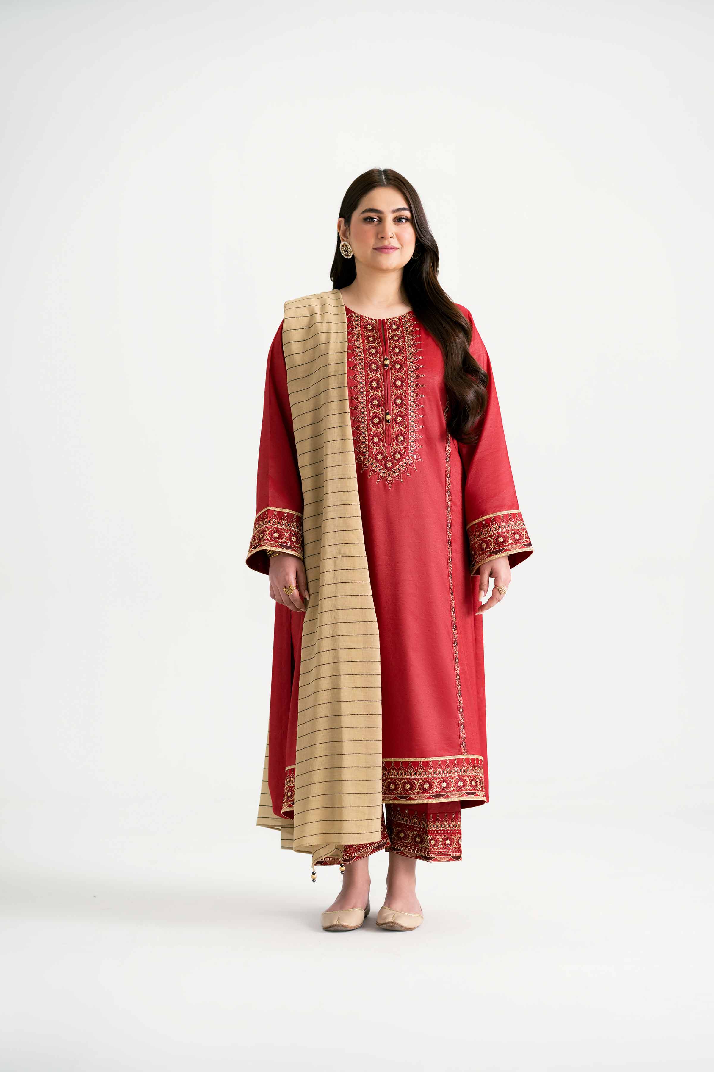 3 Piece - Embroidered Suit - PMD25-12 M - Image 4