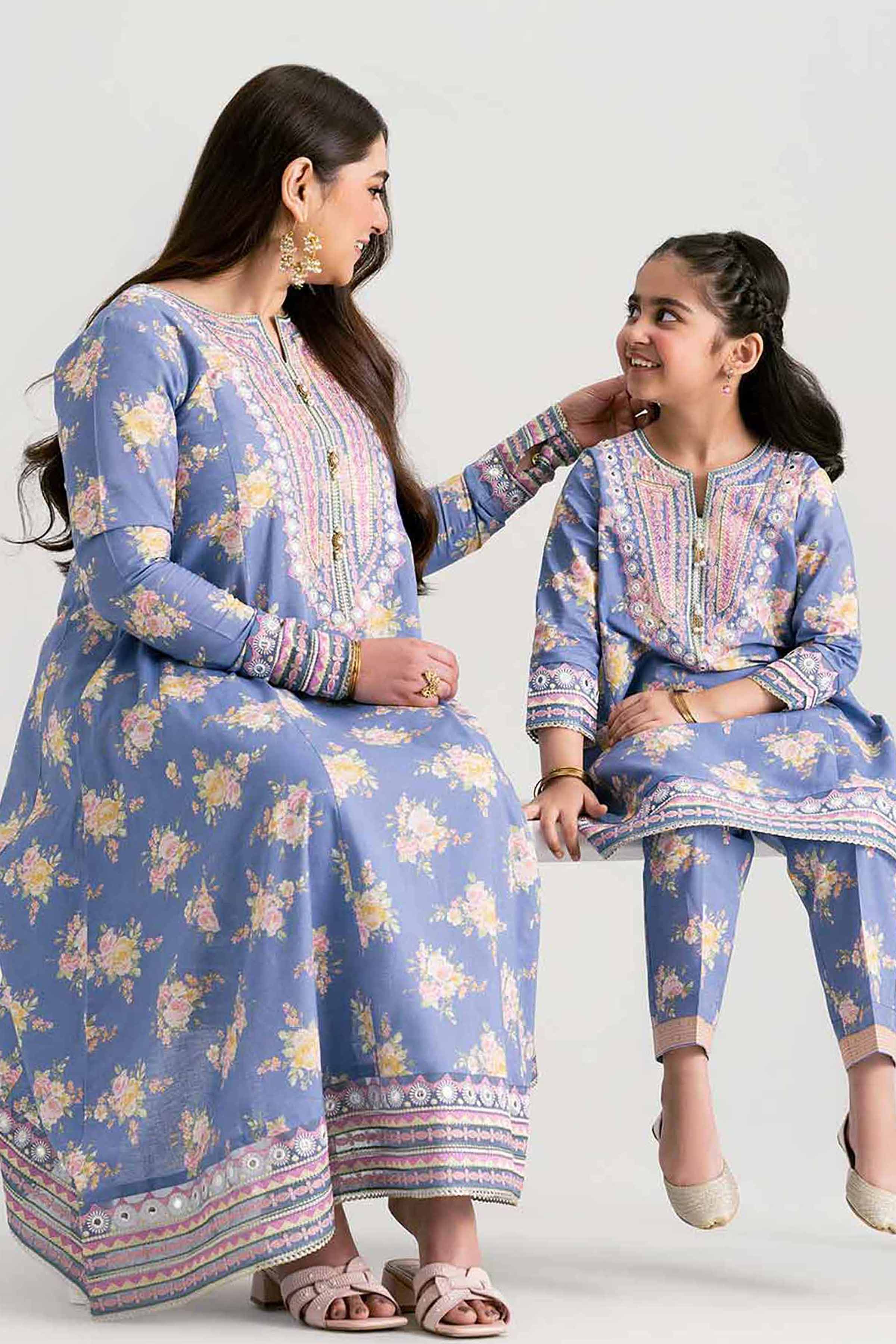 2 Piece - Printed Embroidered Suit - PMD25-20 D - Image 4
