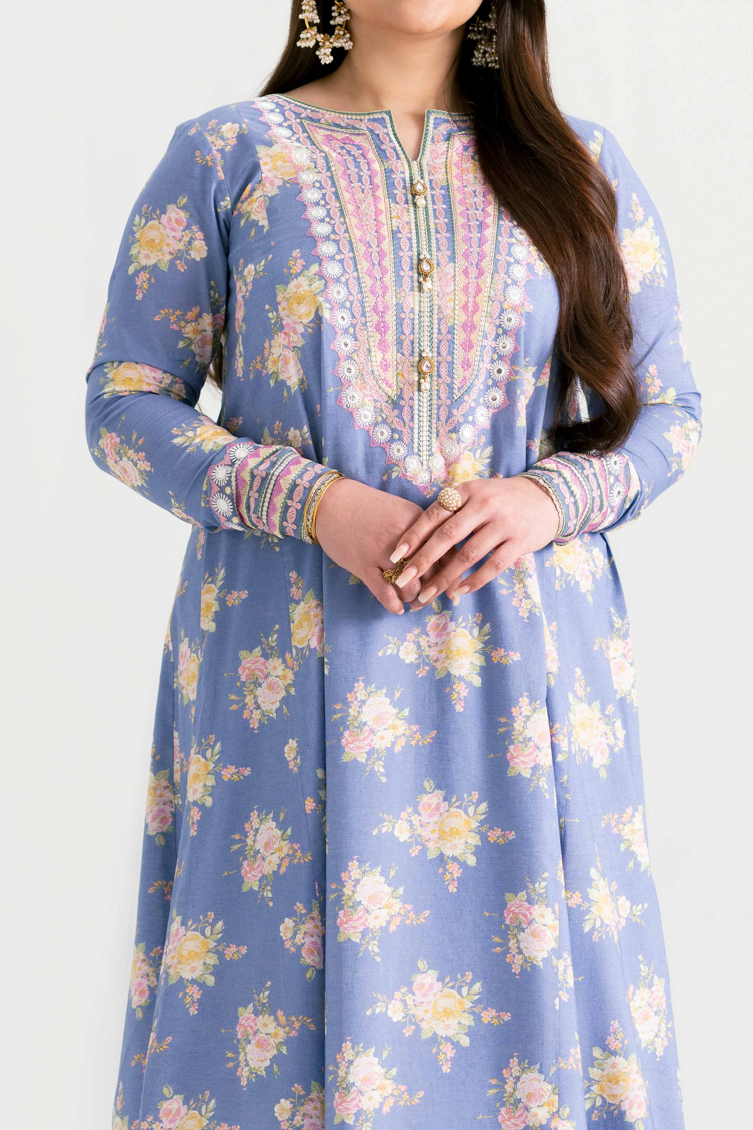 2 Piece - Printed Embroidered Suit - PMD25-20 M - Image 11