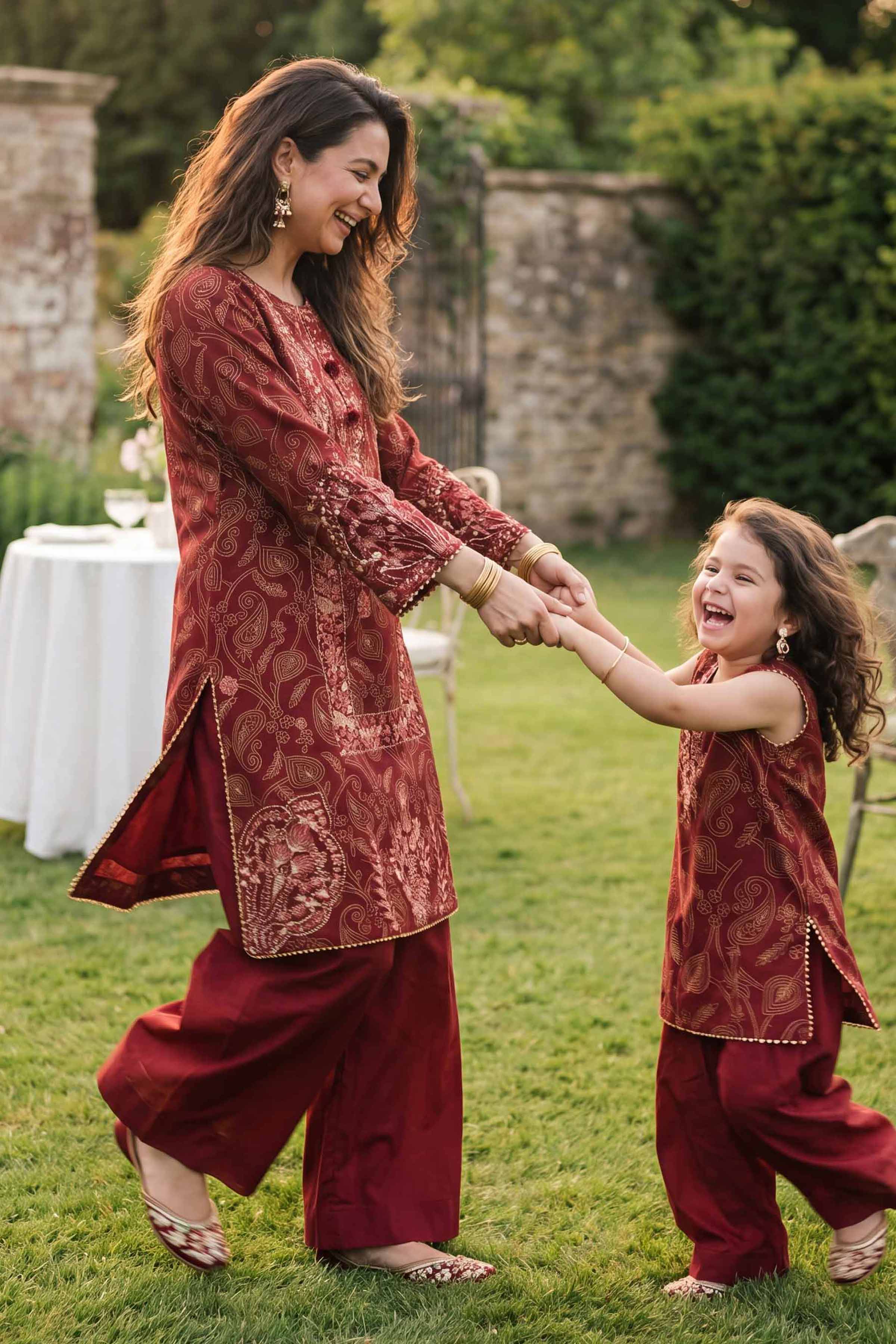 2 Piece - Printed Embroidered Suit - PMD26-01 D - Image 2
