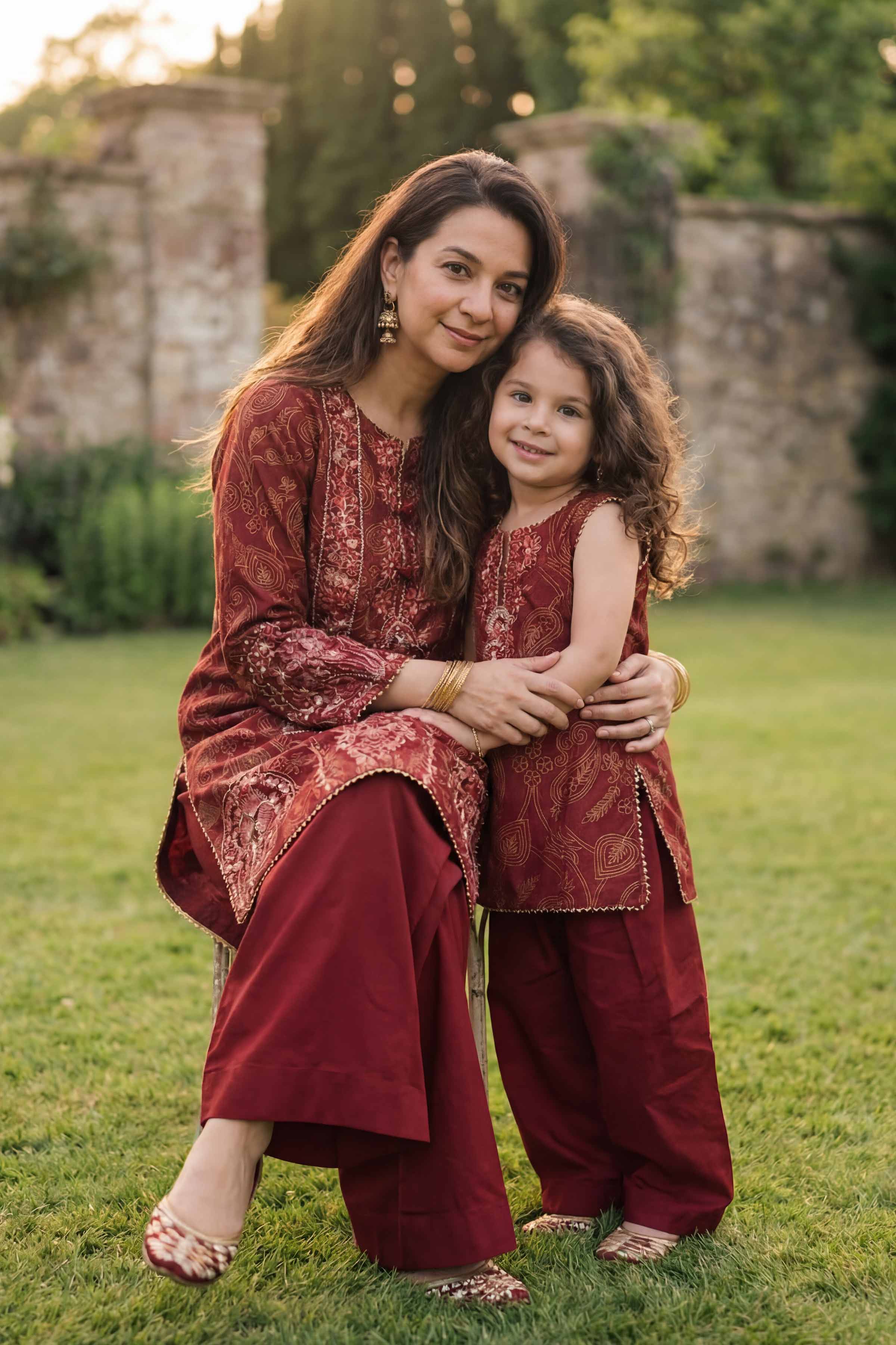 2 Piece - Printed Embroidered Suit - PMD26-01 D - Image 4