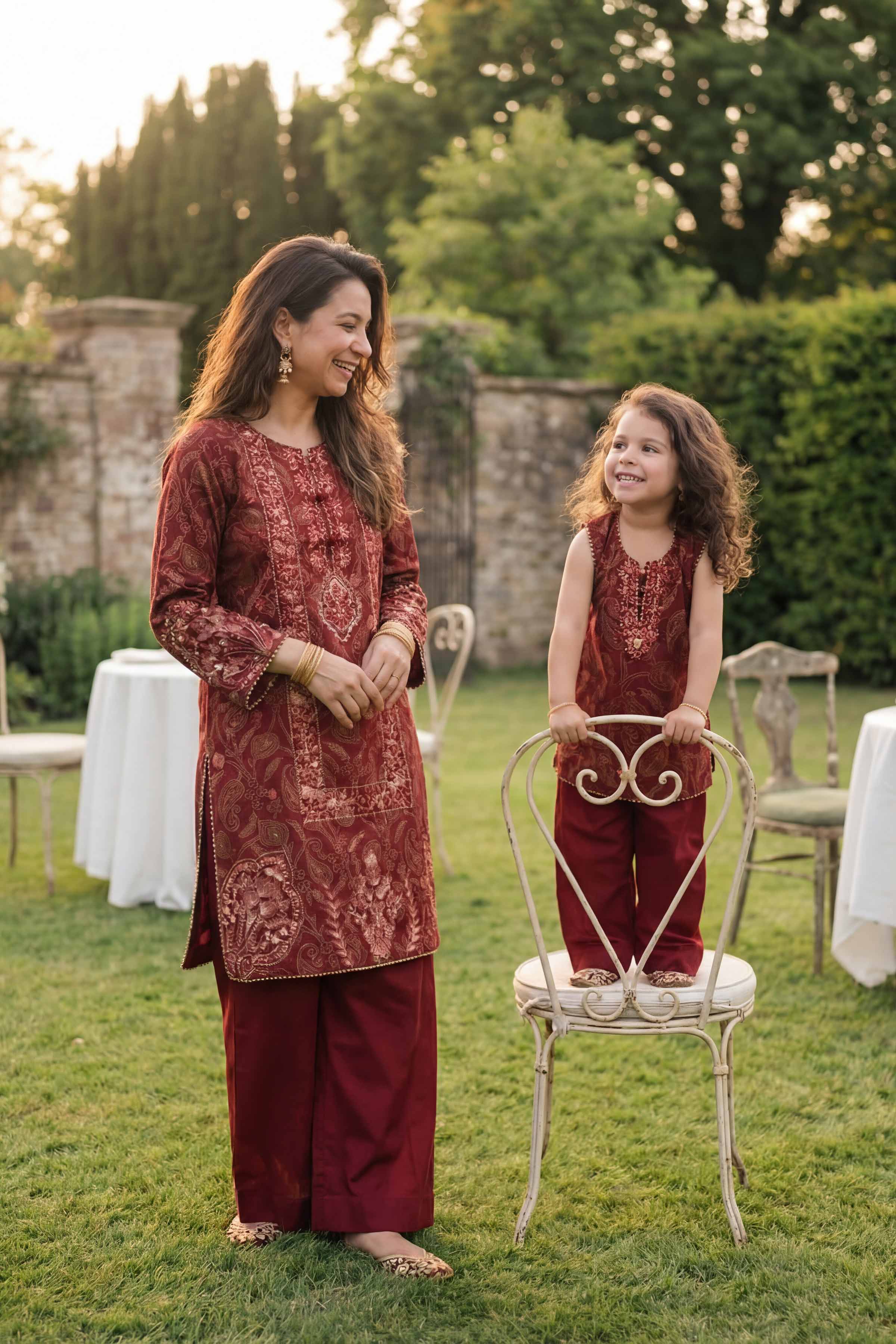 2 Piece - Printed Embroidered Suit - PMD26-01 D - Image 5