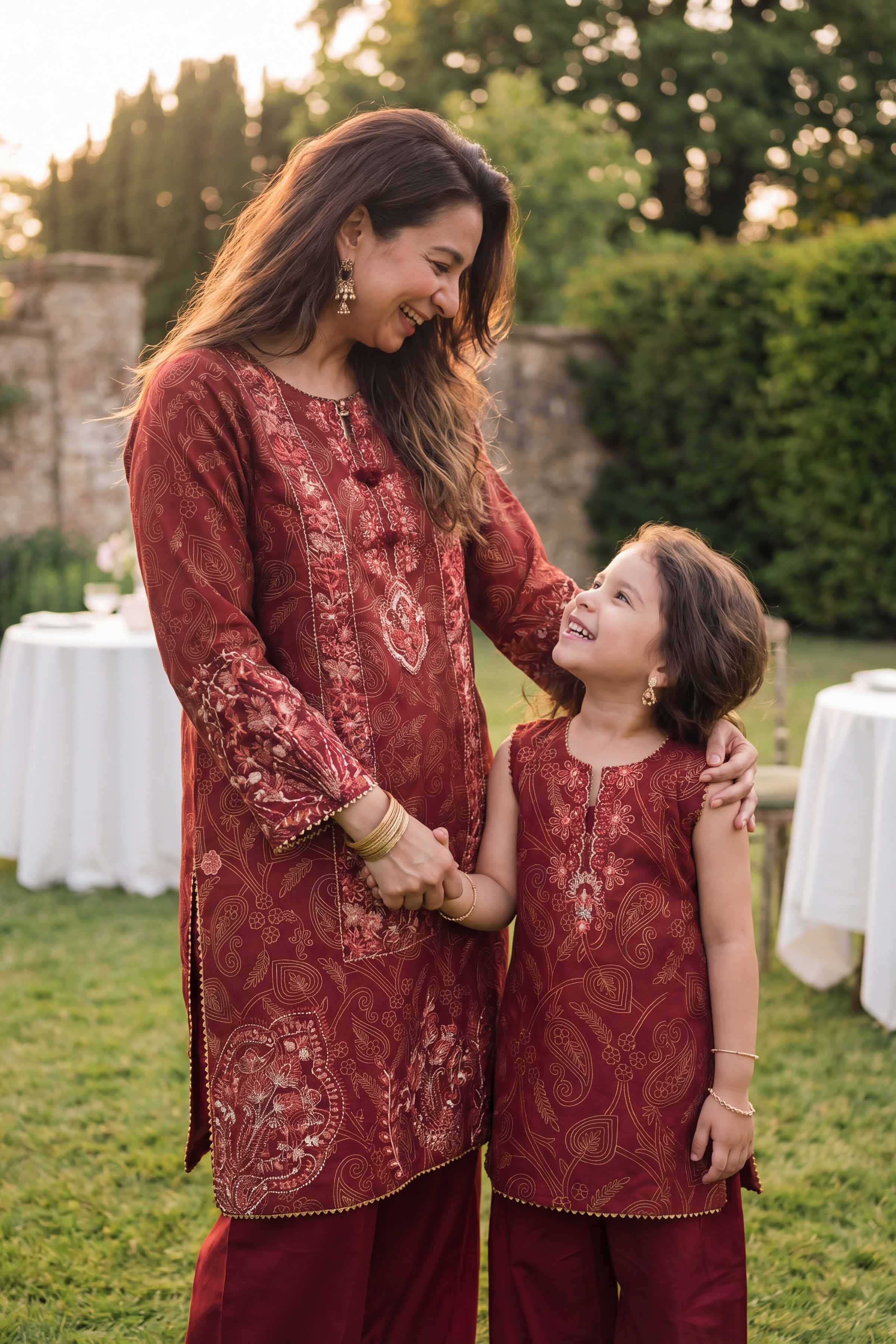 2 Piece - Printed Embroidered Suit - PMD26-01 M - Image 4
