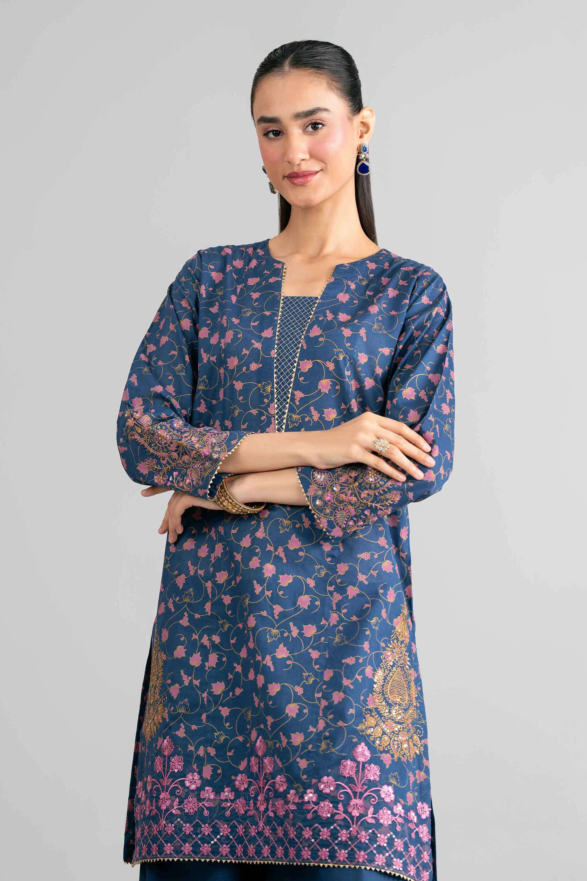 2 Piece - Printed Embroidered Suit - PMD26-04 M - Image 2