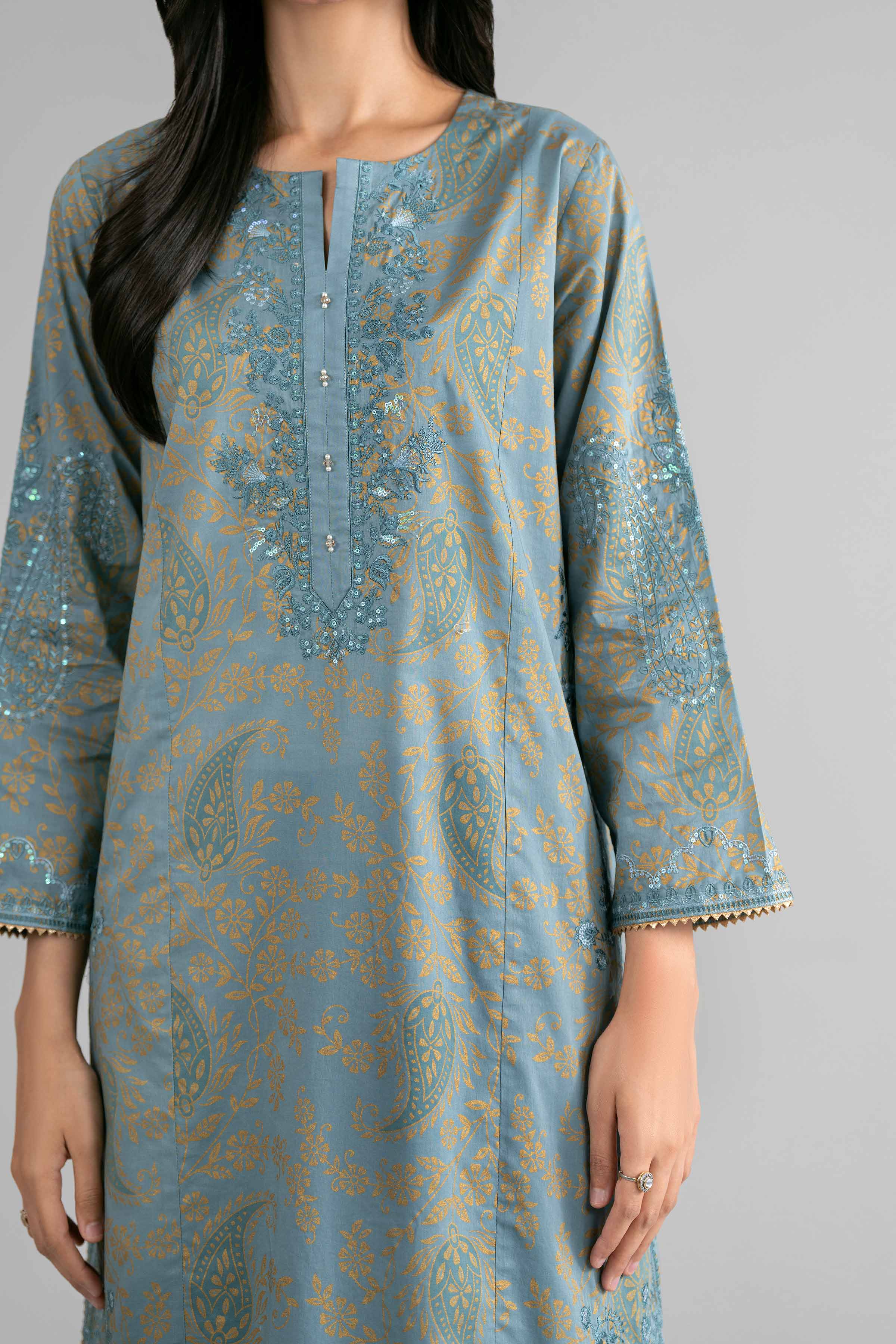 2 Piece - Printed Embroidered Suit - PMD26-05 M - Image 10