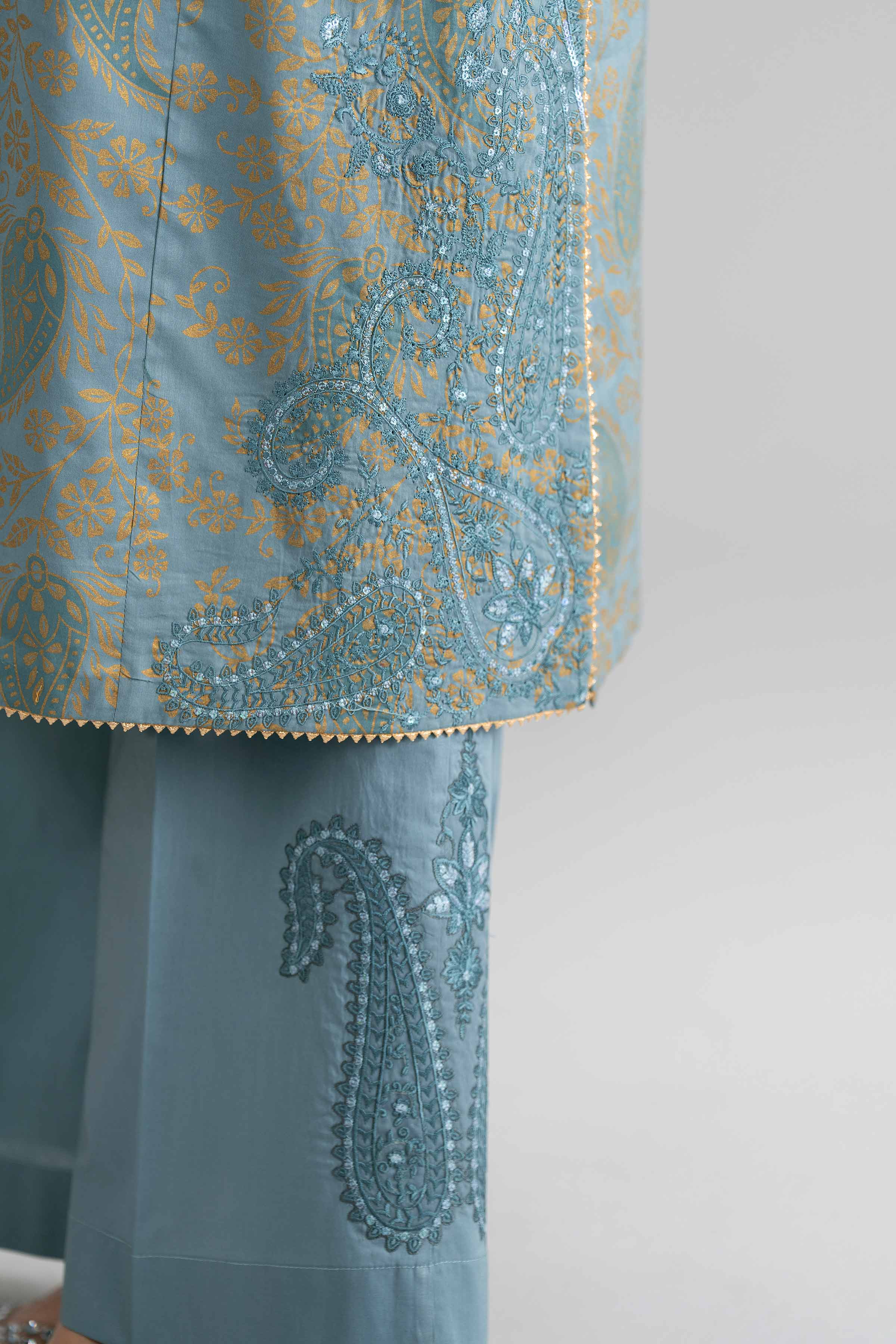 2 Piece - Printed Embroidered Suit - PMD26-05 M - Image 11