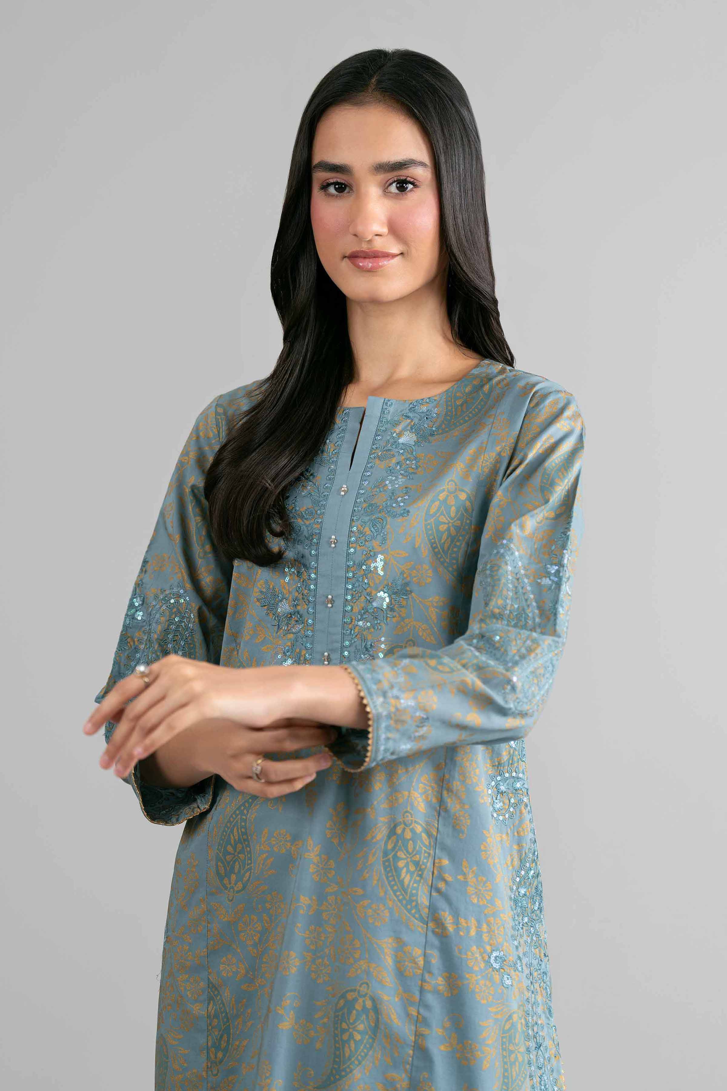 2 Piece - Printed Embroidered Suit - PMD26-05 M - Image 2