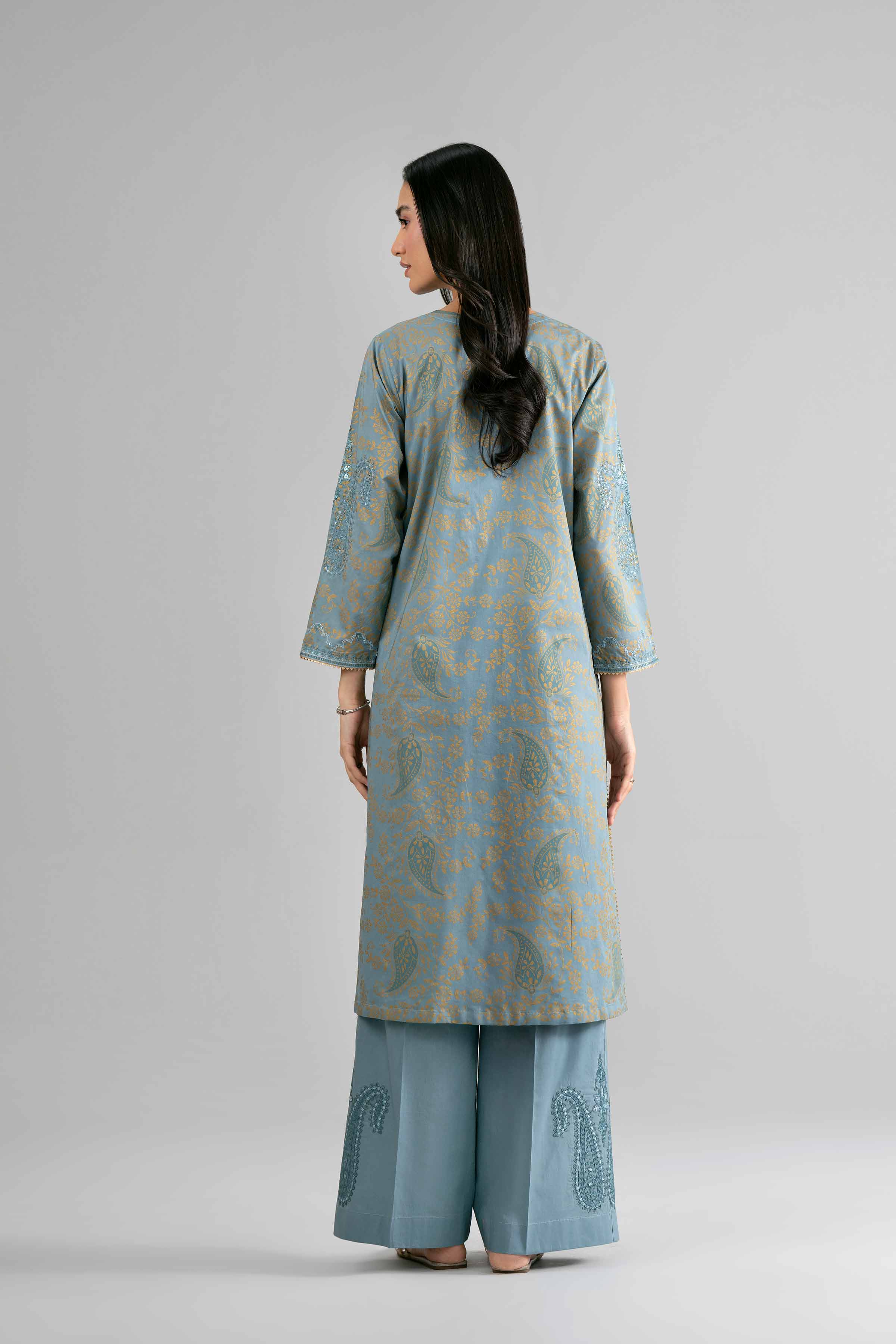 2 Piece - Printed Embroidered Suit - PMD26-05 M - Image 6