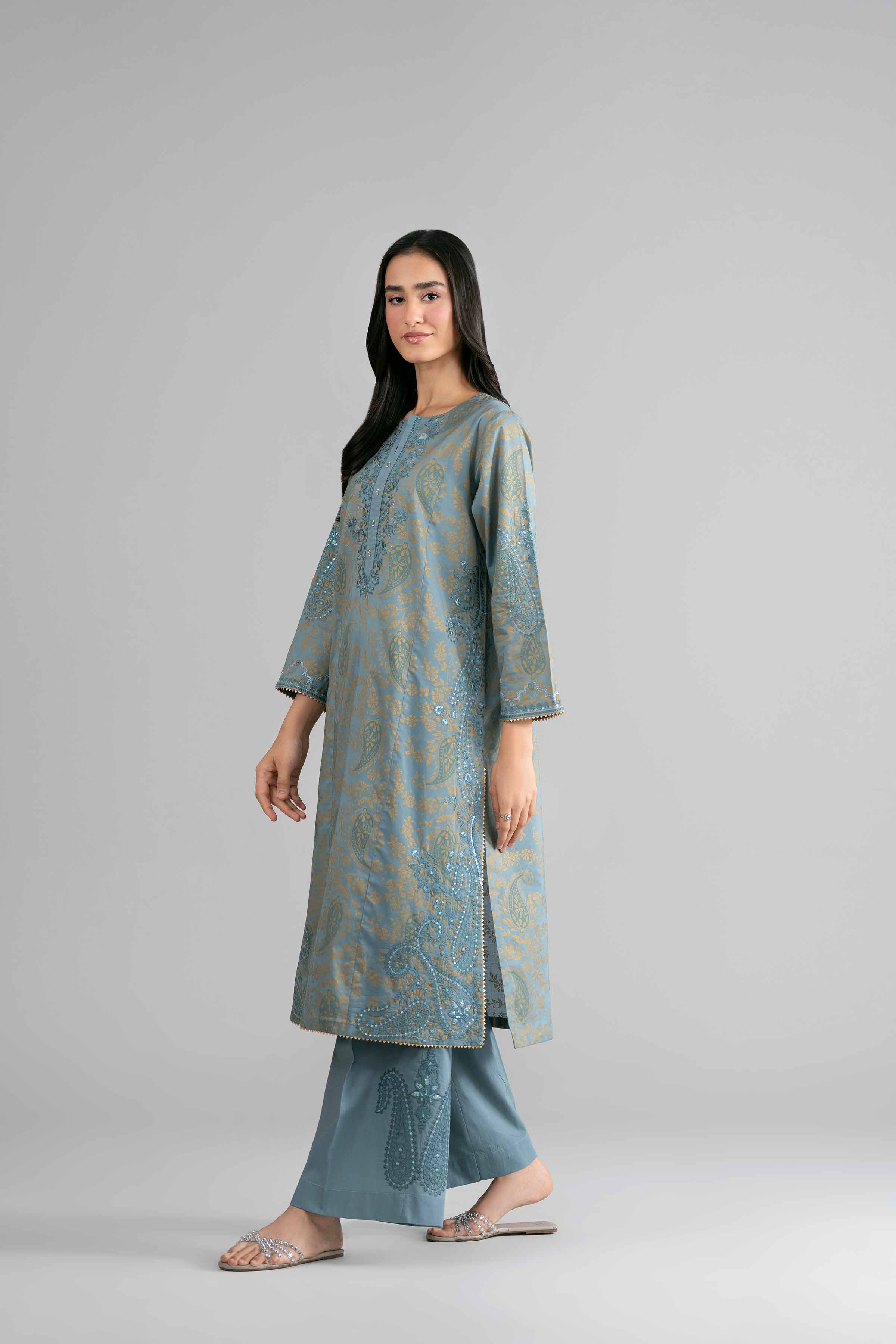 2 Piece - Printed Embroidered Suit - PMD26-05 M - Image 8