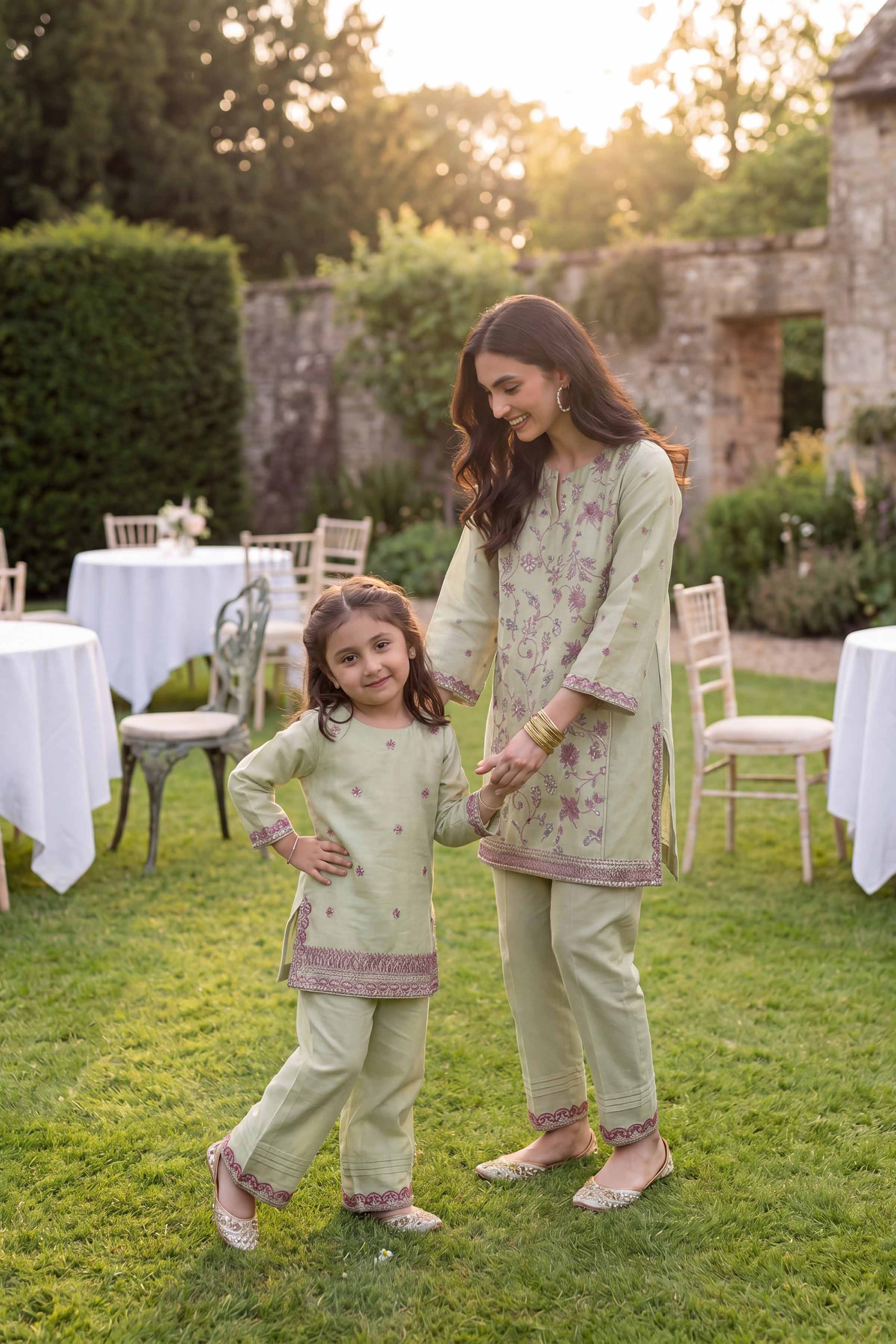2 Piece - Embroidered Suit - PMD26-17 D - Image 4