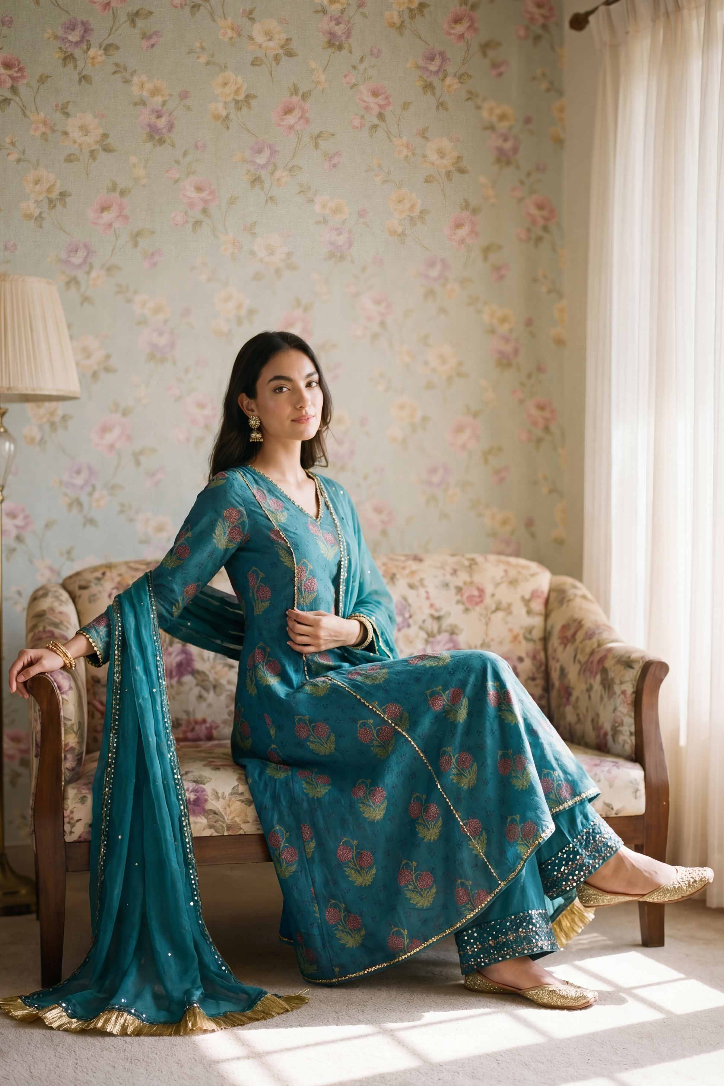 3 Piece - Embroidered Suit - PMD26-40 M - Image 3