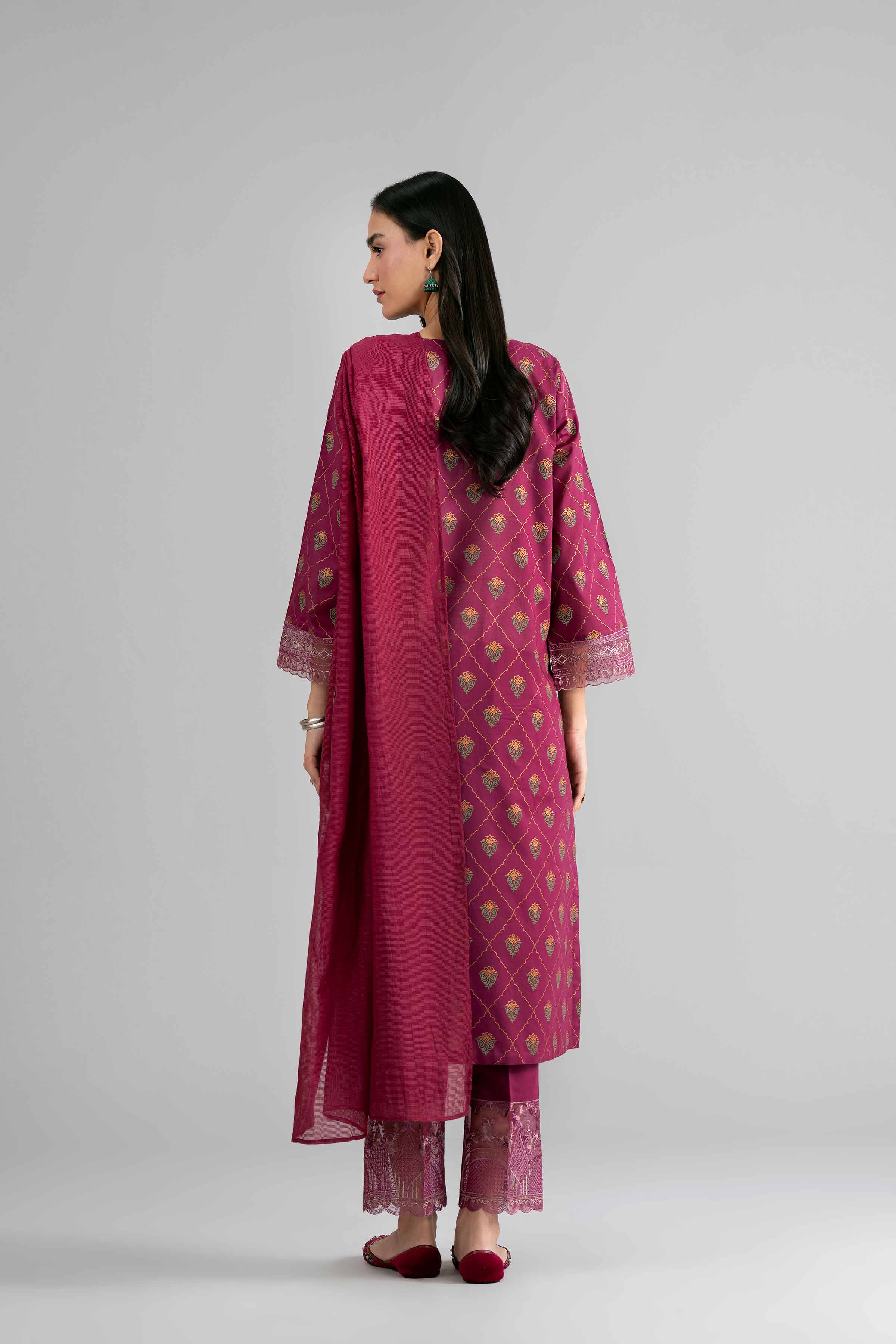 3 Piece - Printed Embroidered Suit - PMD26-41 M - Image 3