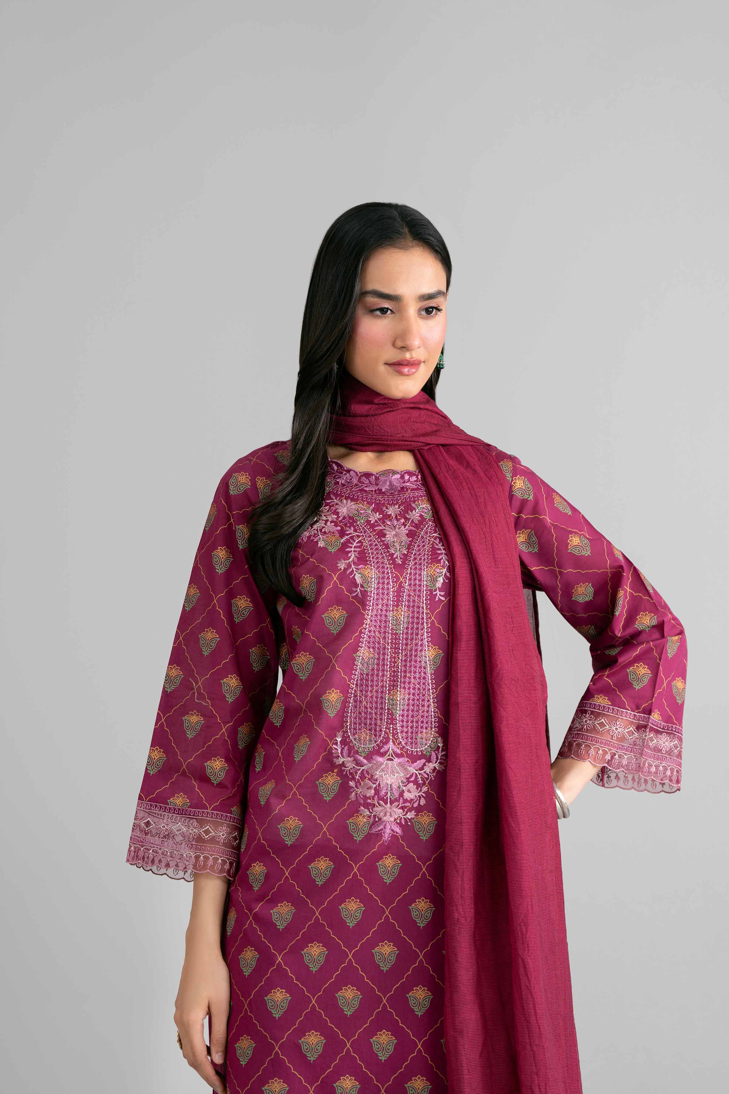 3 Piece - Printed Embroidered Suit - PMD26-41 M - Image 6
