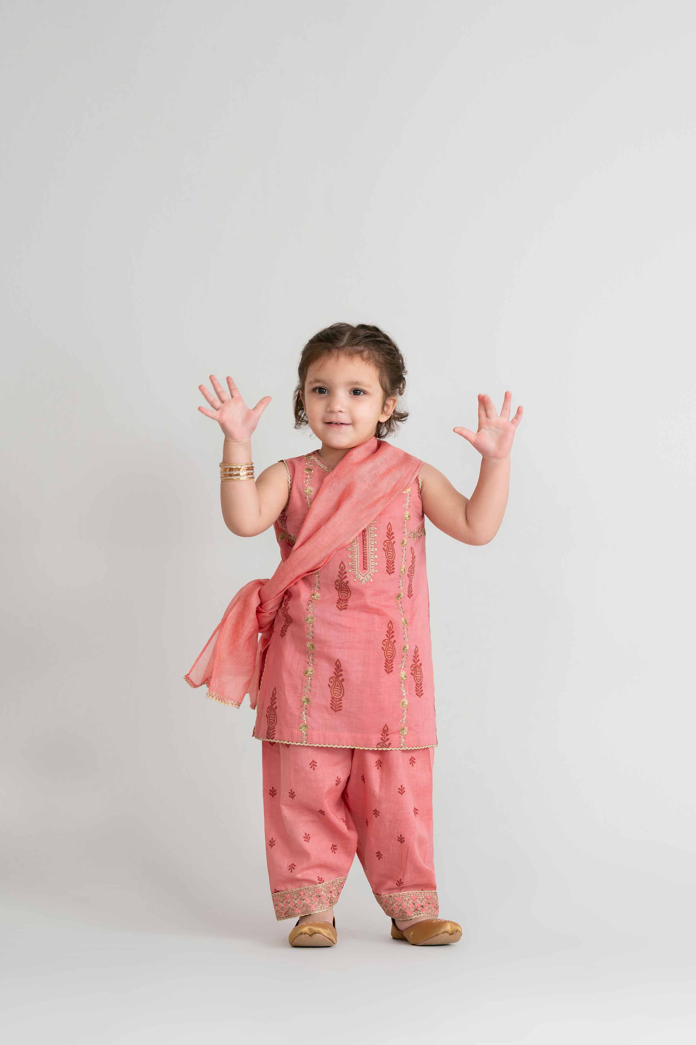 3 Piece - Printed Embroidered Suit - PMD26-42 D - Image 5