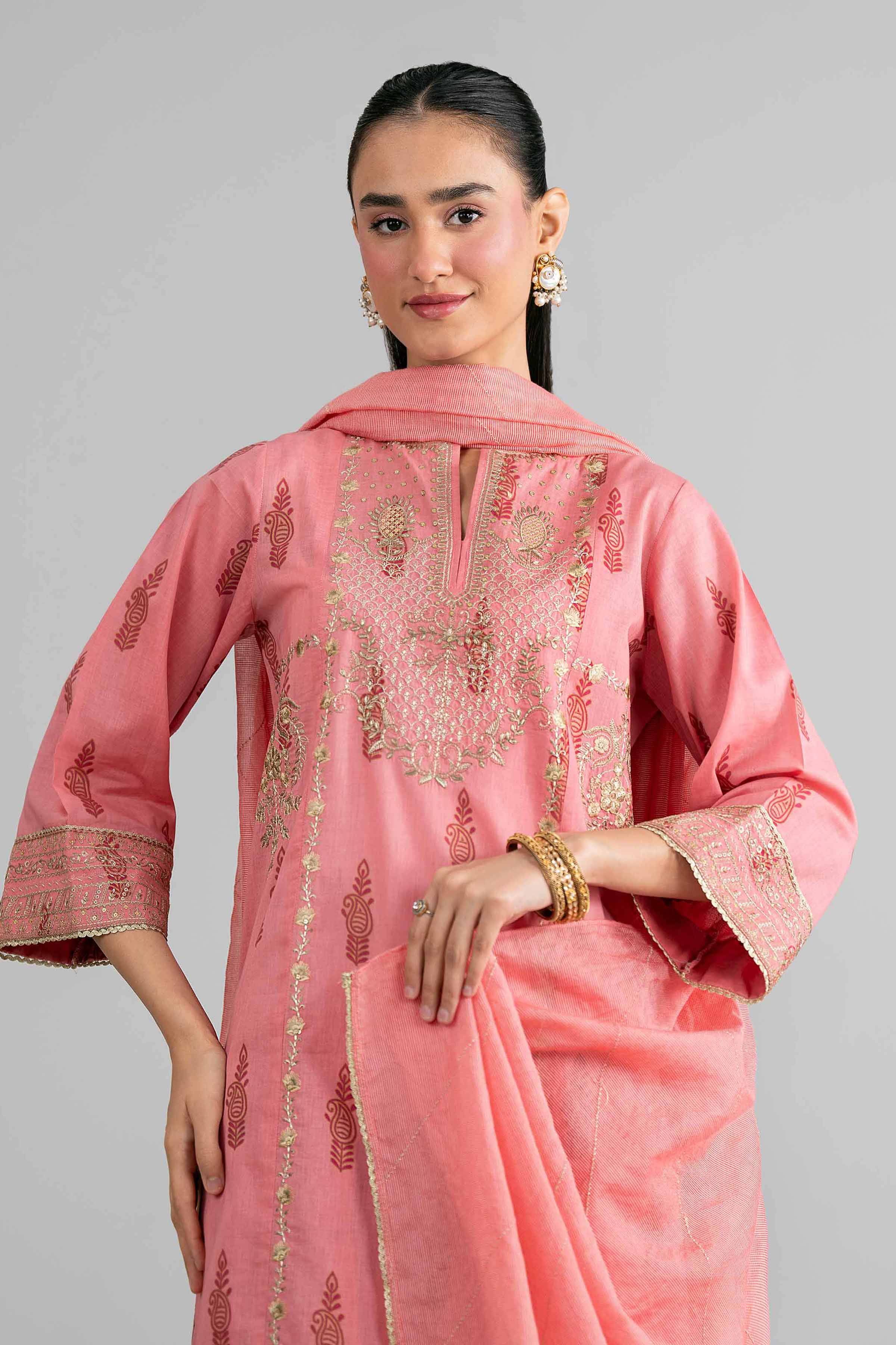 3 Piece - Printed Embroidered Suit - PMD26-42 M - Image 2