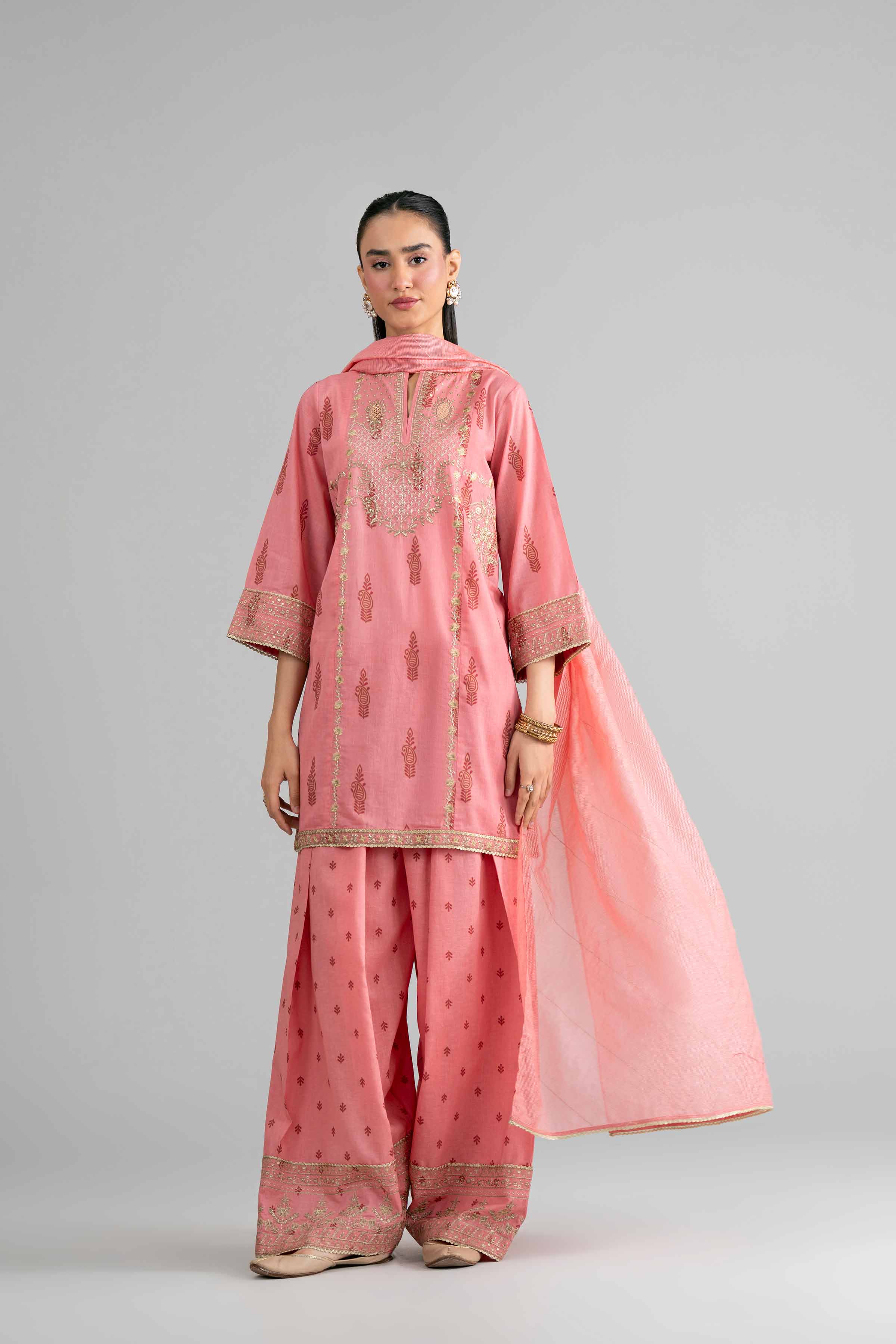 3 Piece - Printed Embroidered Suit - PMD26-42 M - Image 5