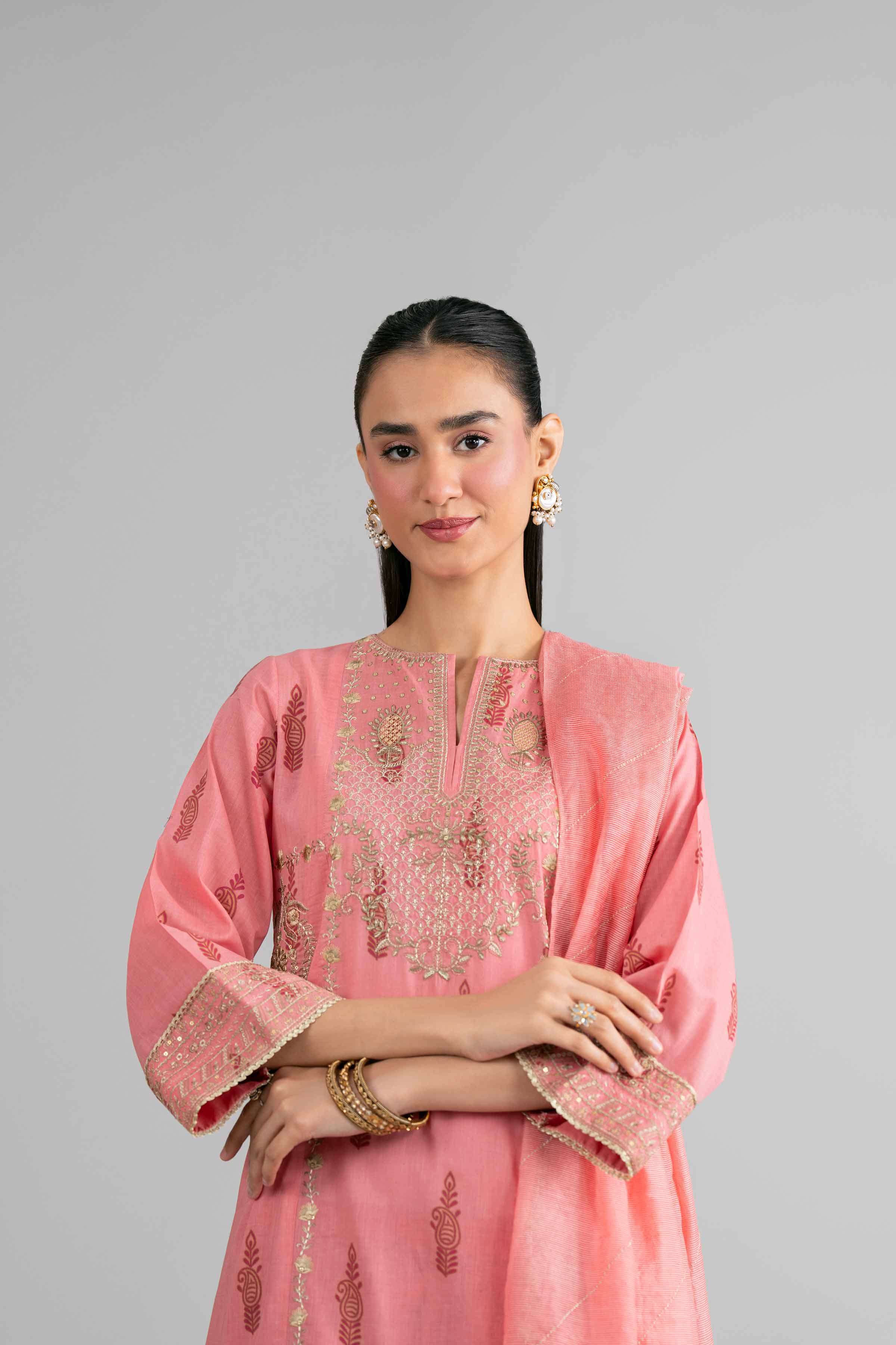 3 Piece - Printed Embroidered Suit - PMD26-42 M - Image 6