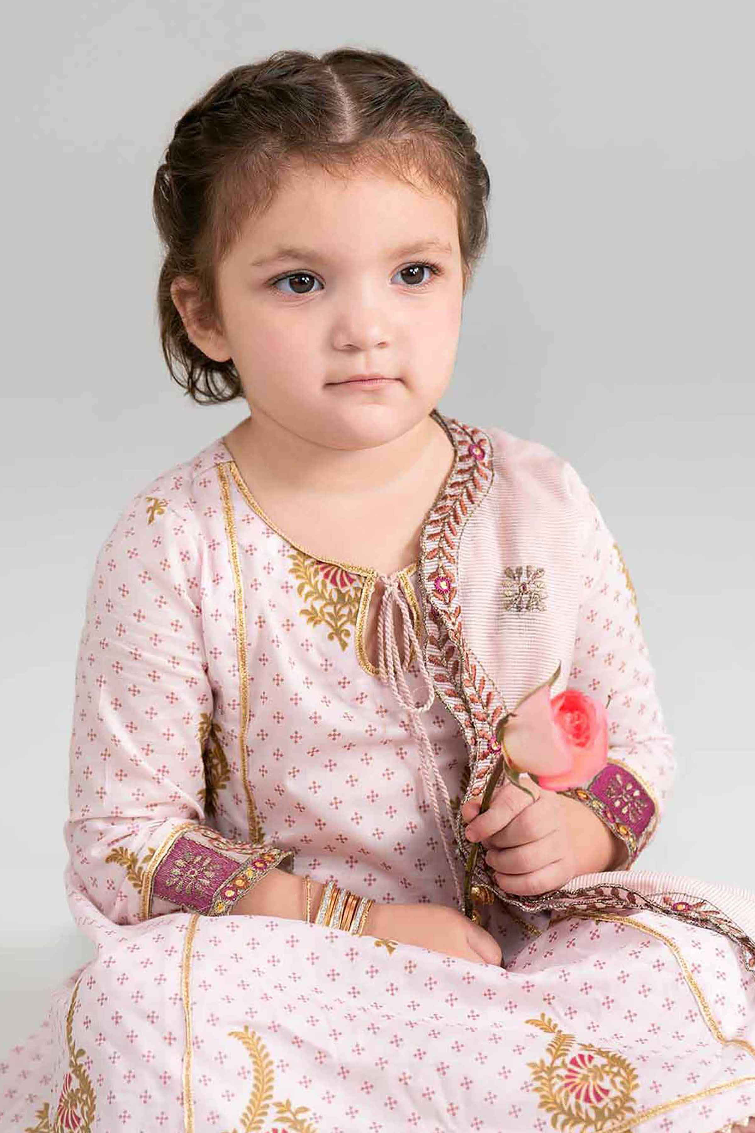 3 Piece - Printed Embroidered Suit - PMD26-44 D - Image 2