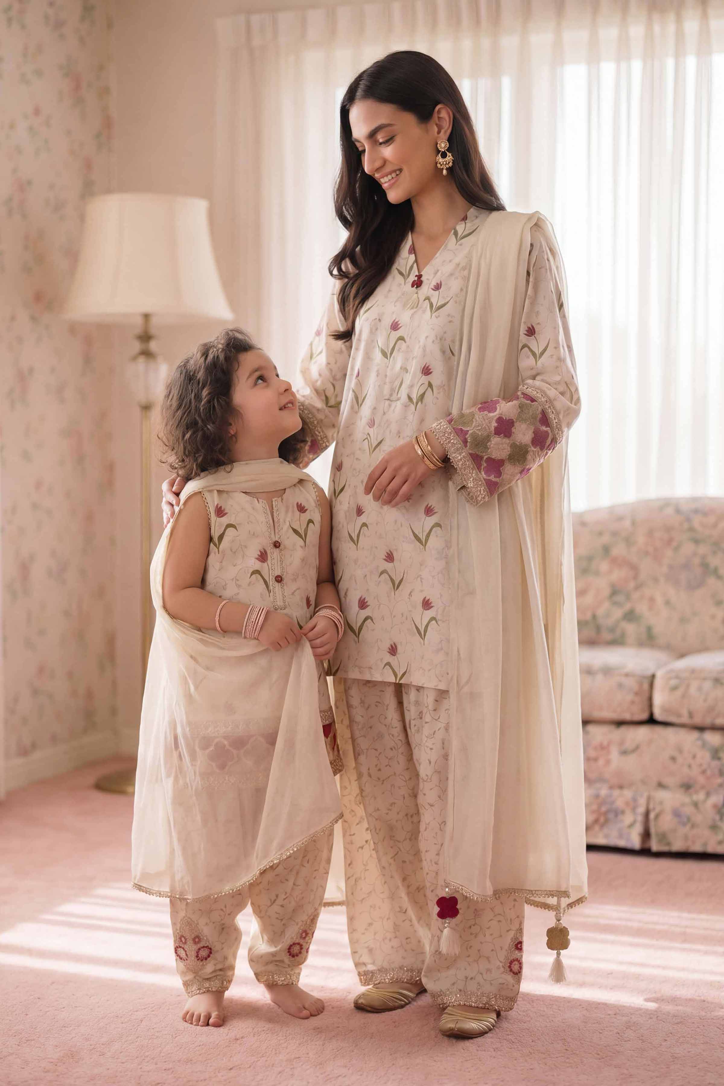 3 Piece - Printed Embroidered Suit - PMD26-45 M - Image 2