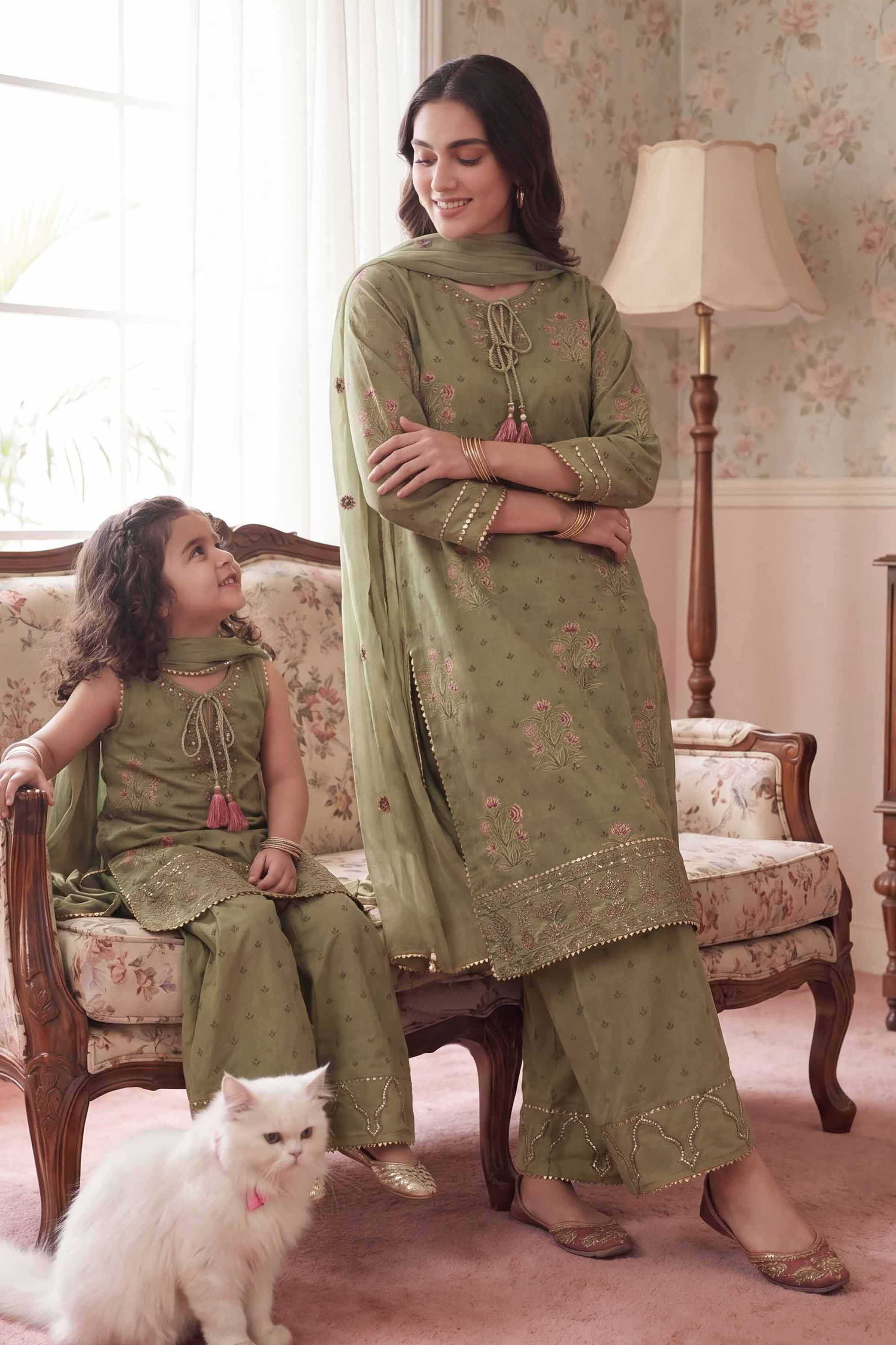 3 Piece - Printed Embroidered Suit - PMD26-46 D - Image 2