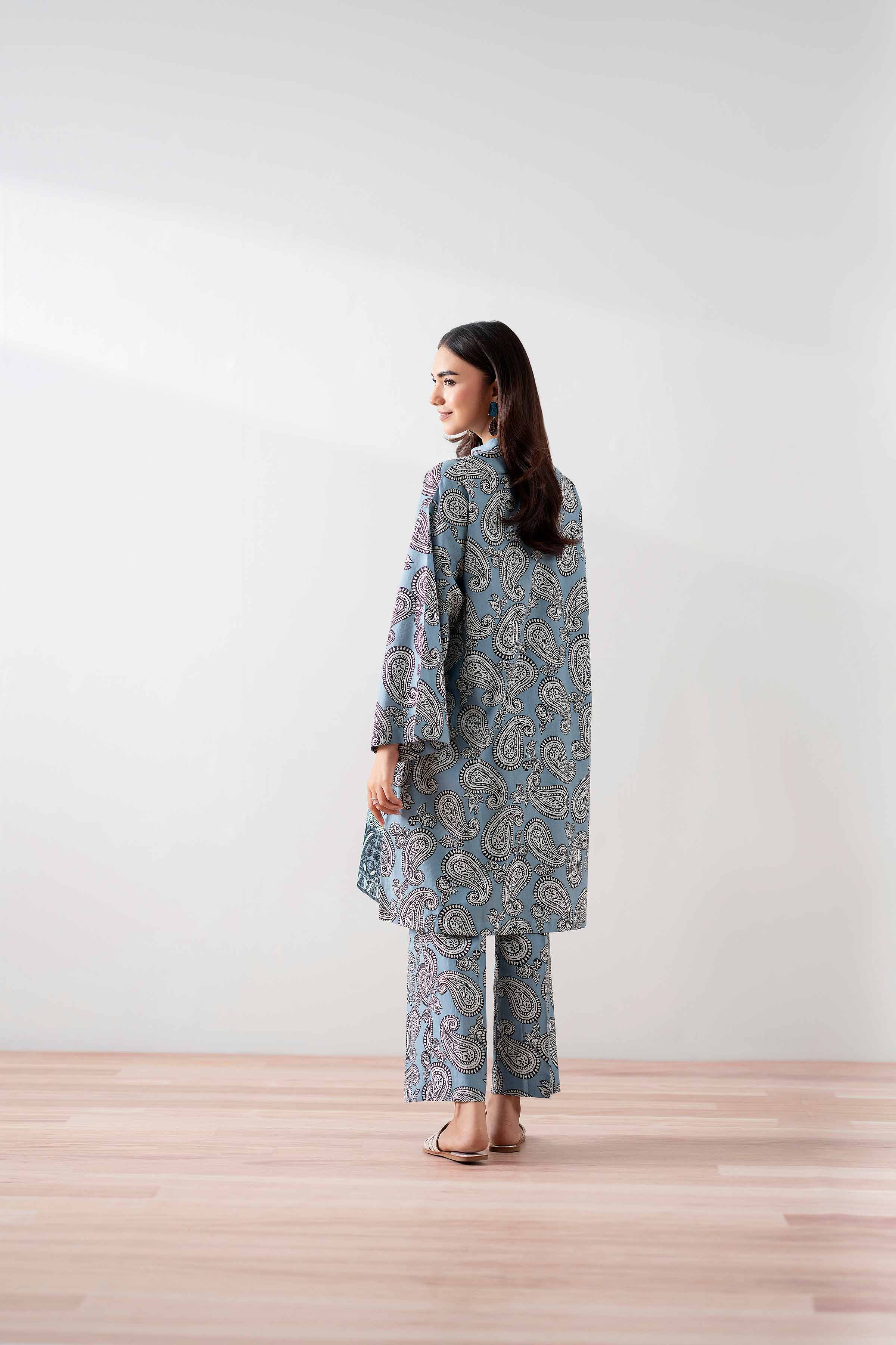 2 Piece - Printed Embroidered Suit - PS25-138 - Image 3