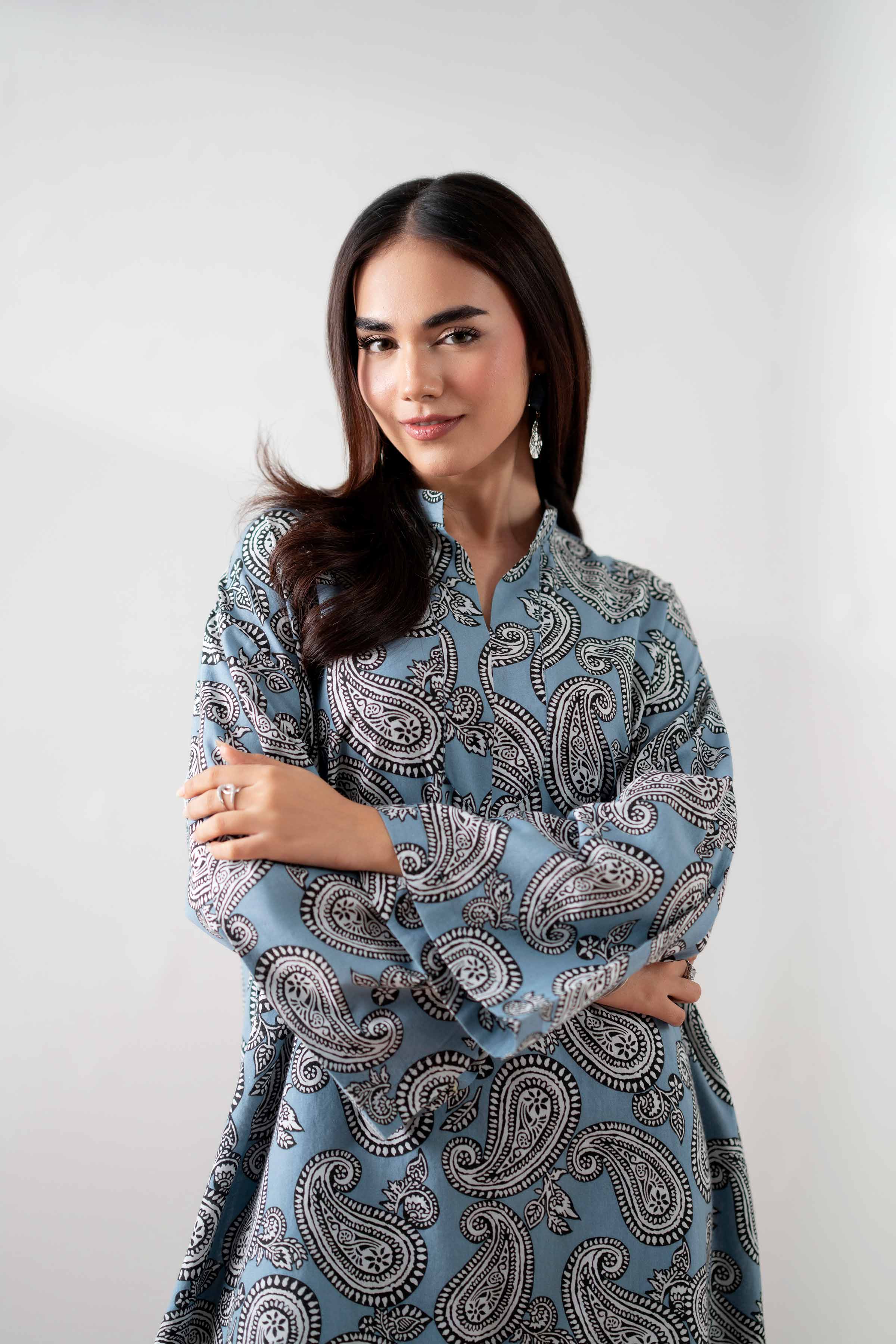 2 Piece - Printed Embroidered Suit - PS25-138 - Image 4