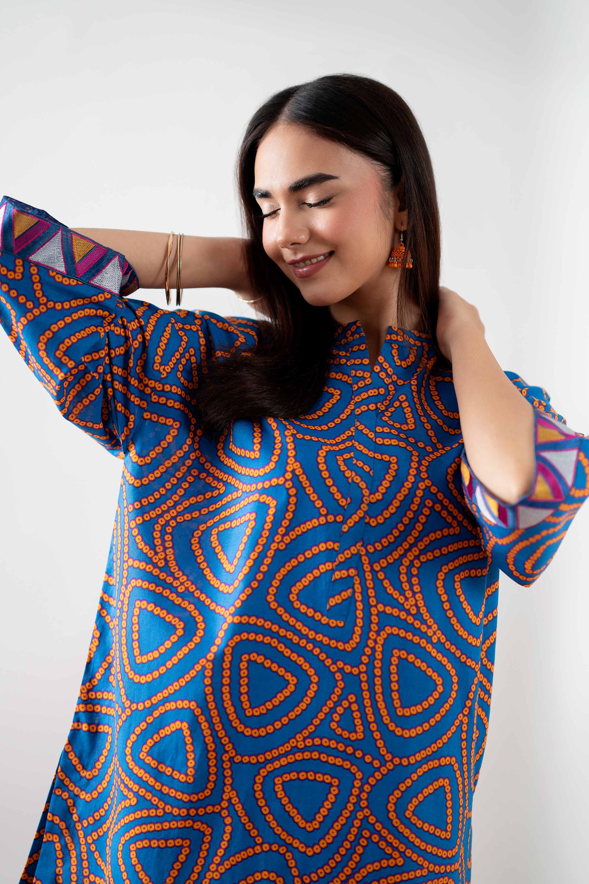 2 Piece - Printed Embroidered Suit - PS25-146 - Image 3
