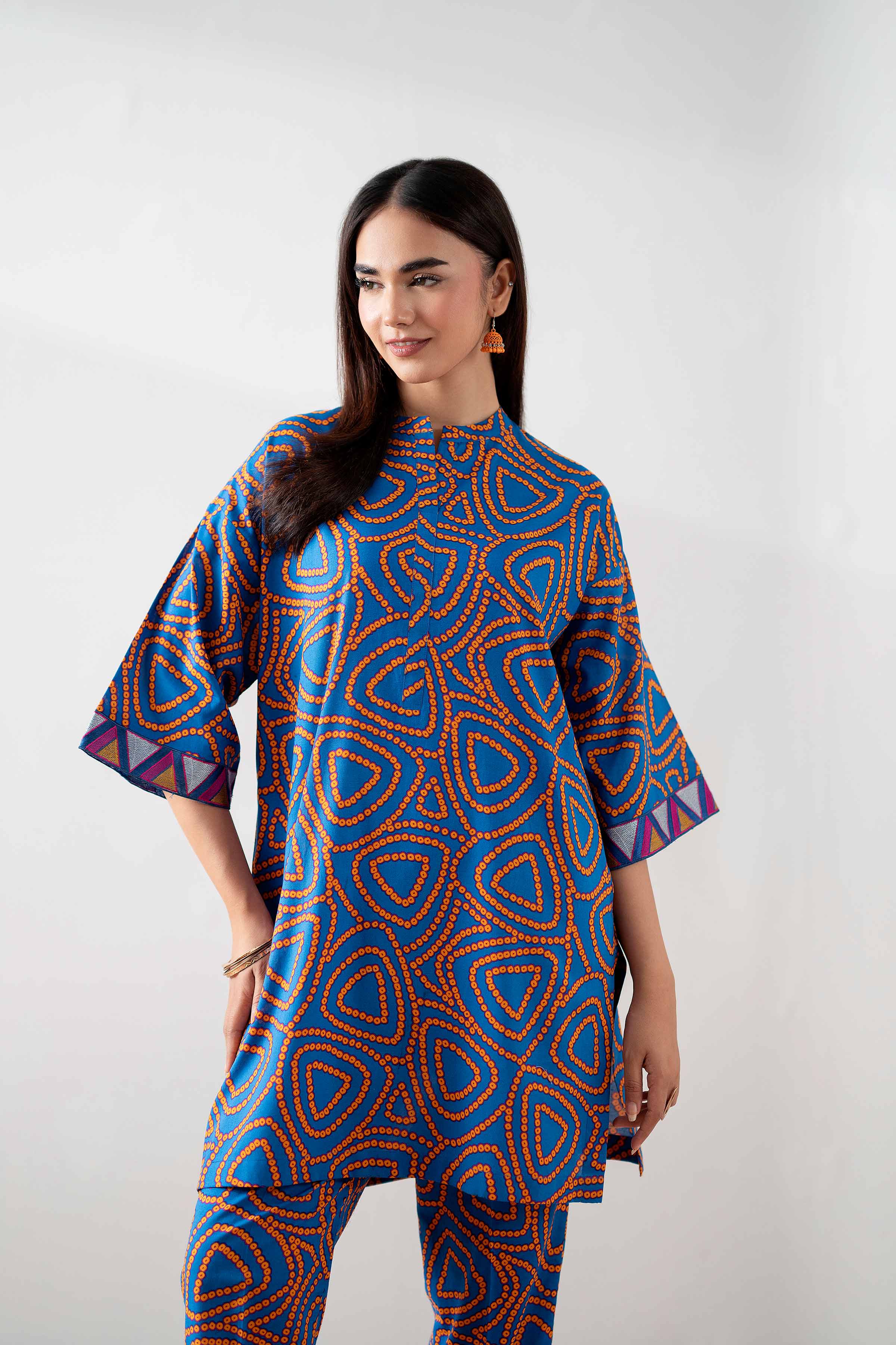 2 Piece - Printed Embroidered Suit - PS25-146 - Image 4