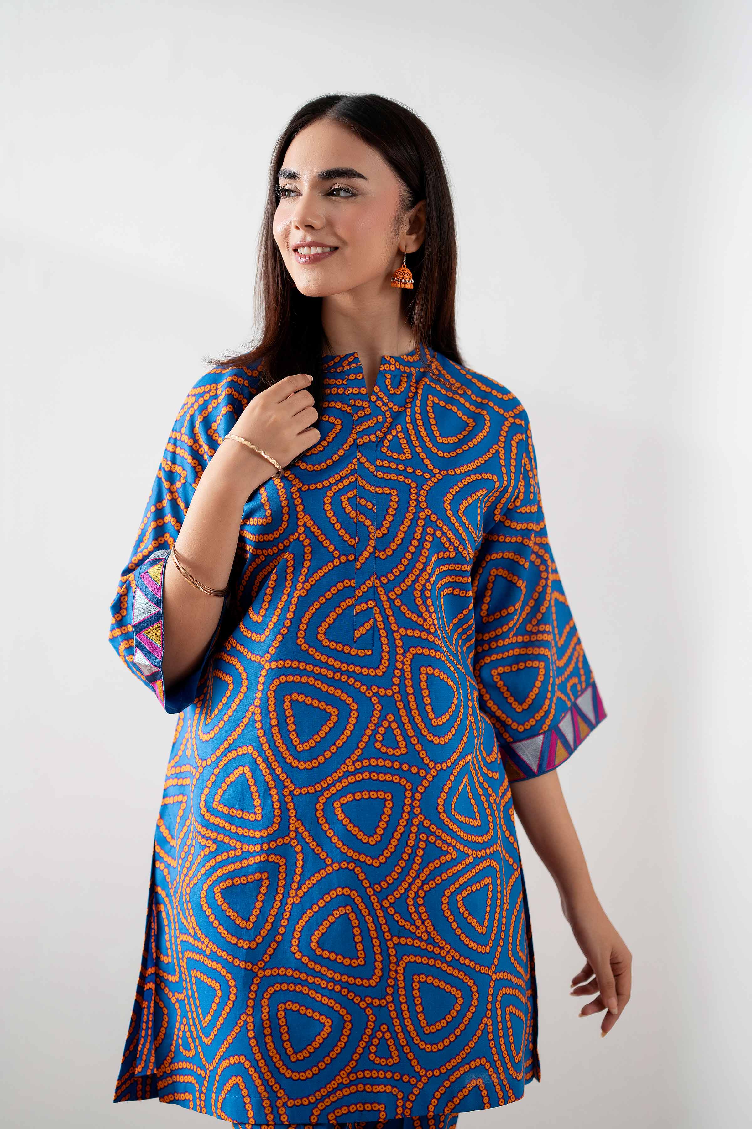2 Piece - Printed Embroidered Suit - PS25-146 - Image 7
