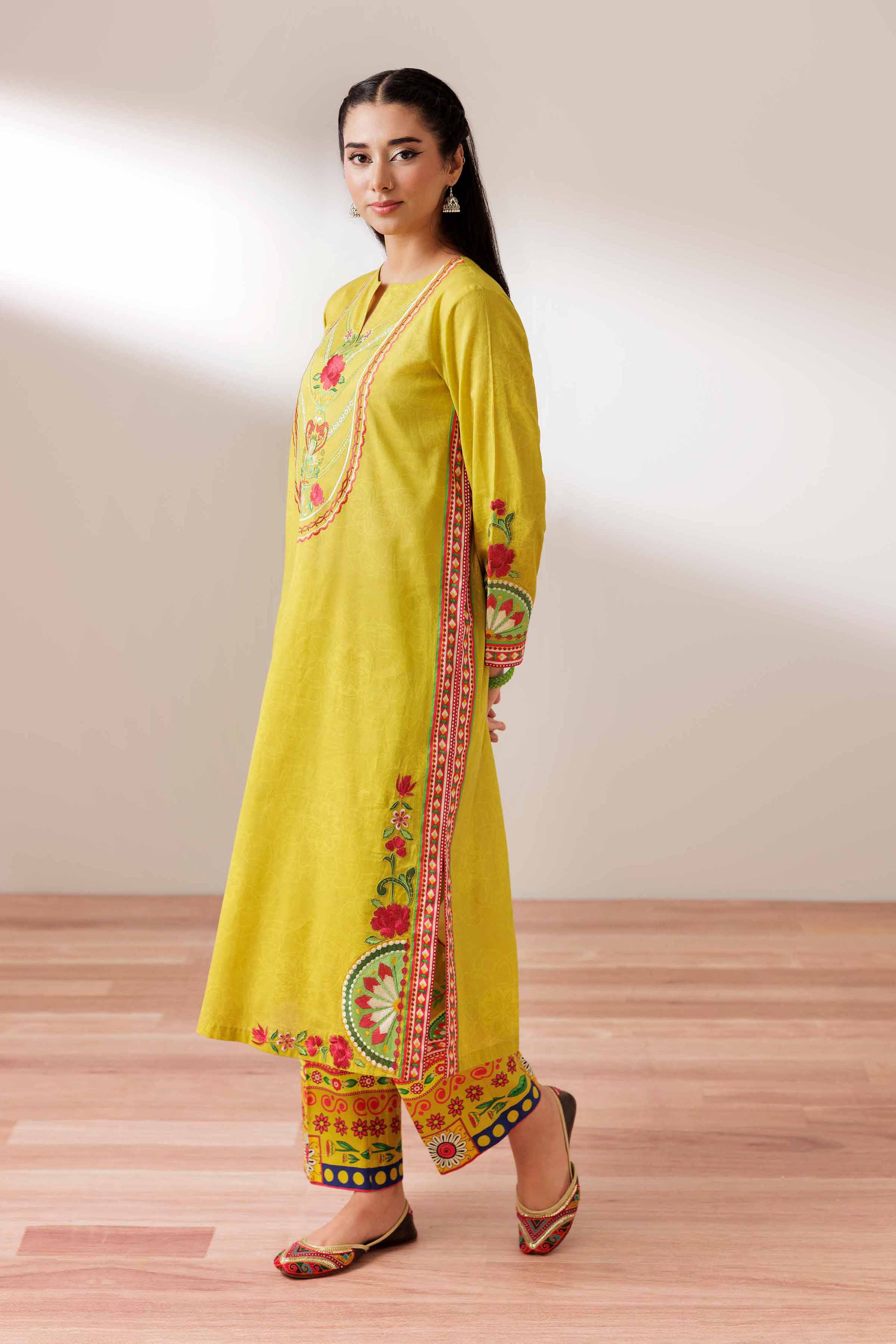 2 Piece - Printed Embroidered Suit - PS25-167 - Image 2