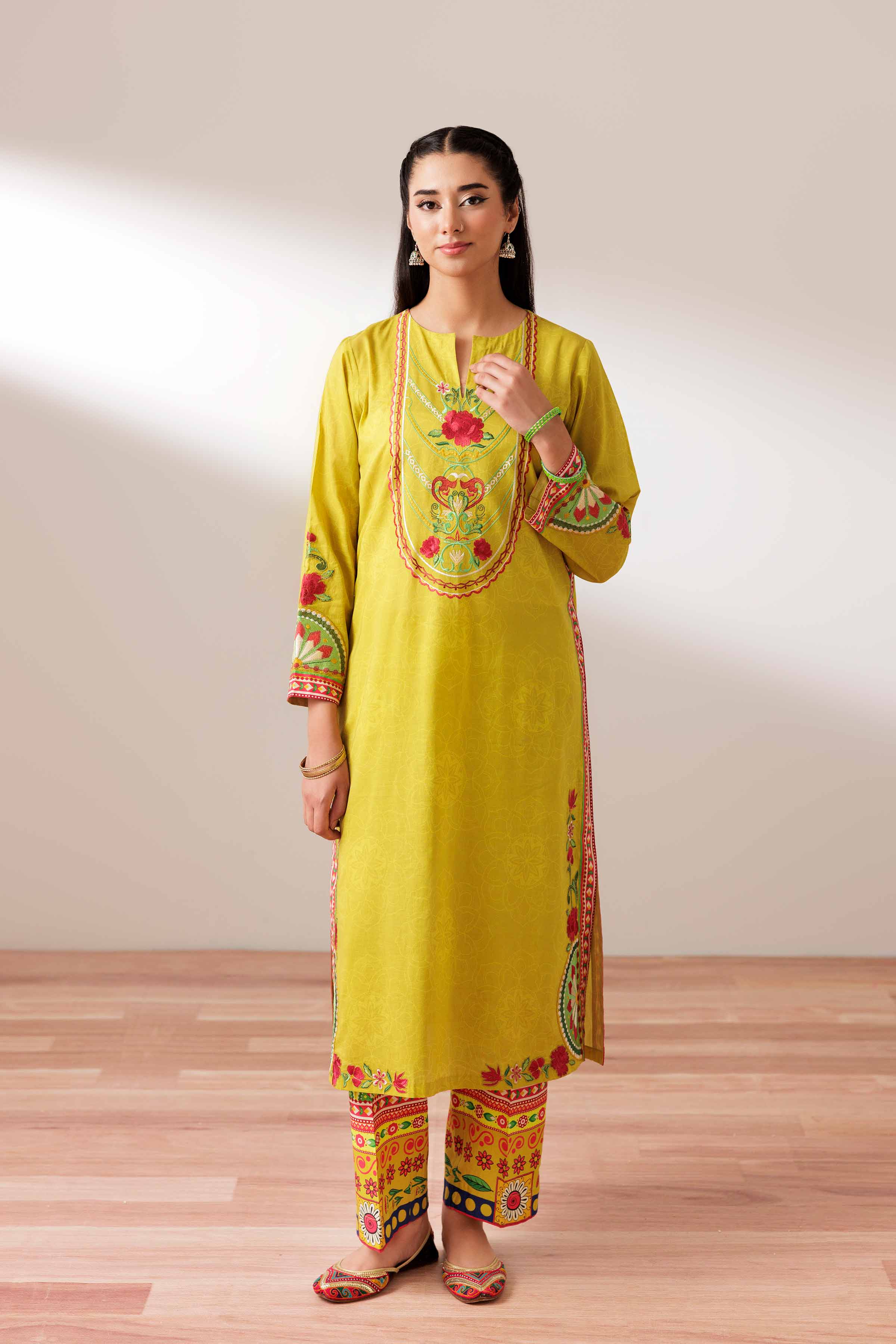 2 Piece - Printed Embroidered Suit - PS25-167 - Image 8