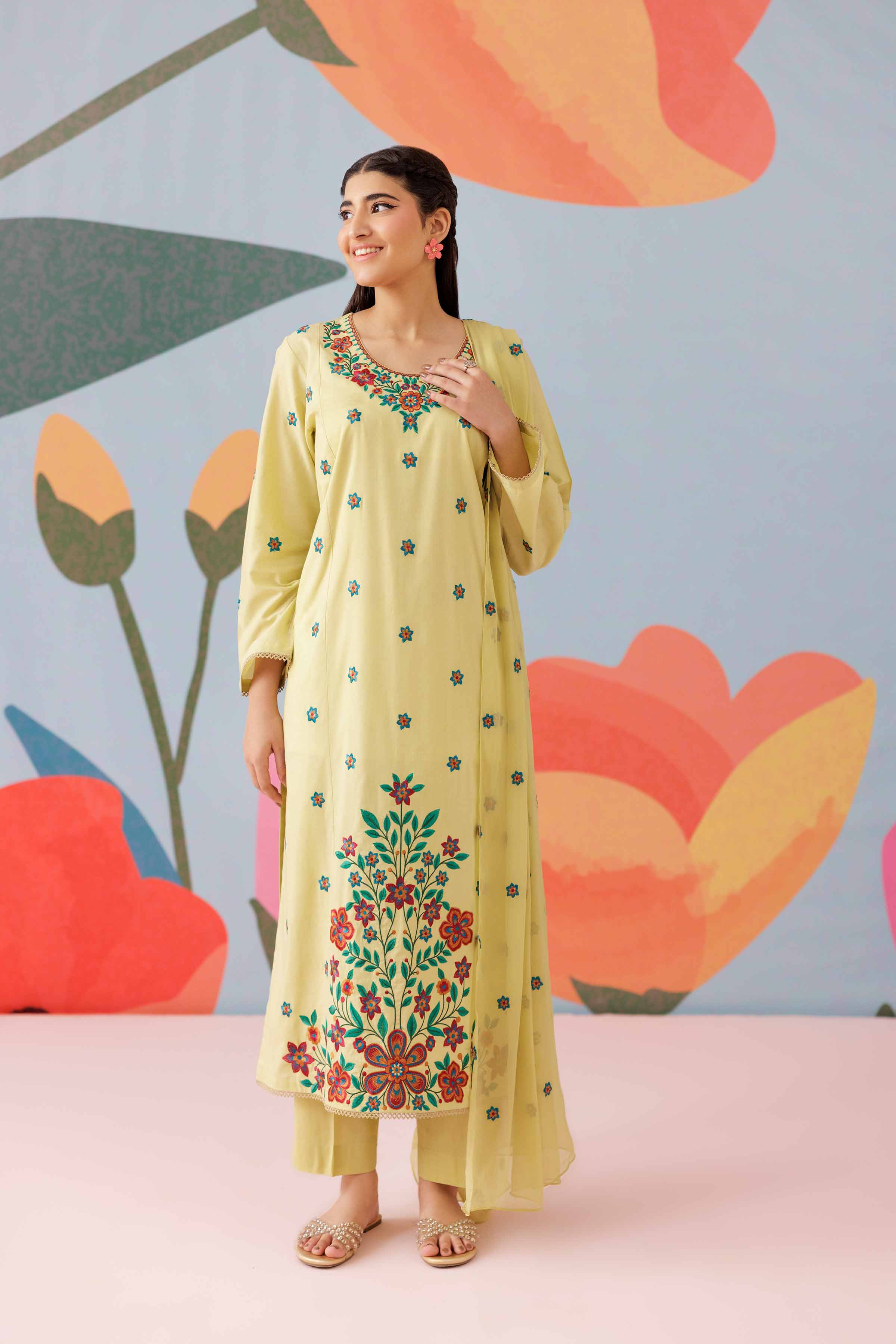 3 Piece - Embroidered Suit - PS25-168 - Image 6