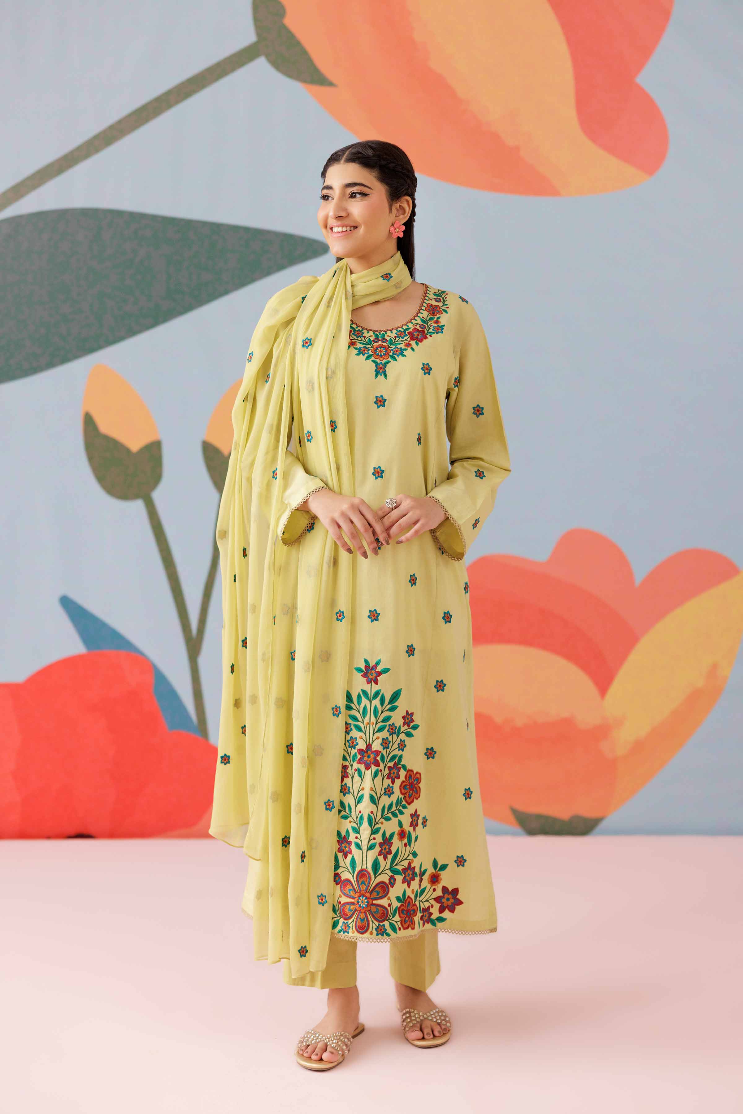 3 Piece - Embroidered Suit - PS25-168 - Image 7