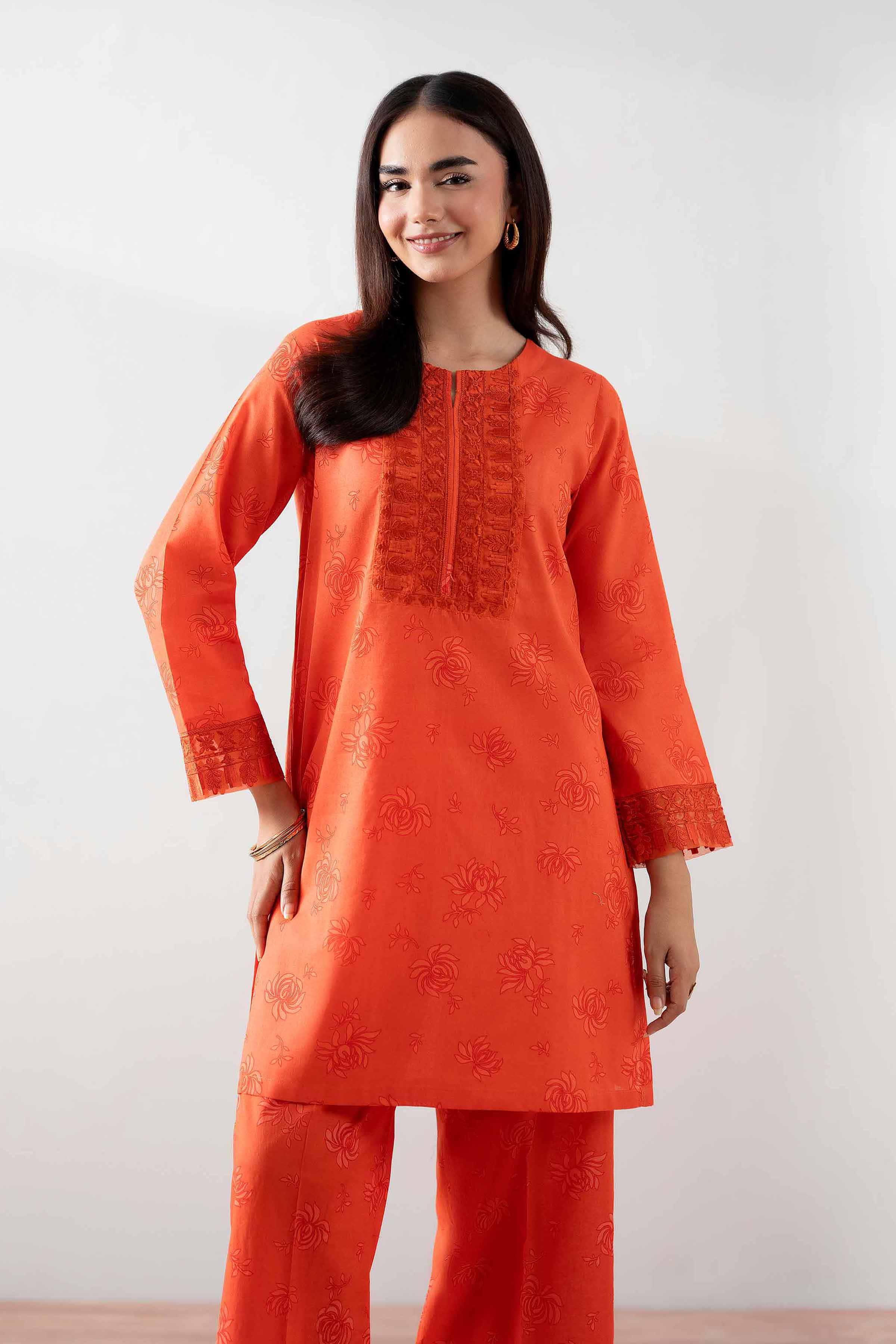 2 Piece - Printed Embroidered Suit - PS25-170 - Image 2